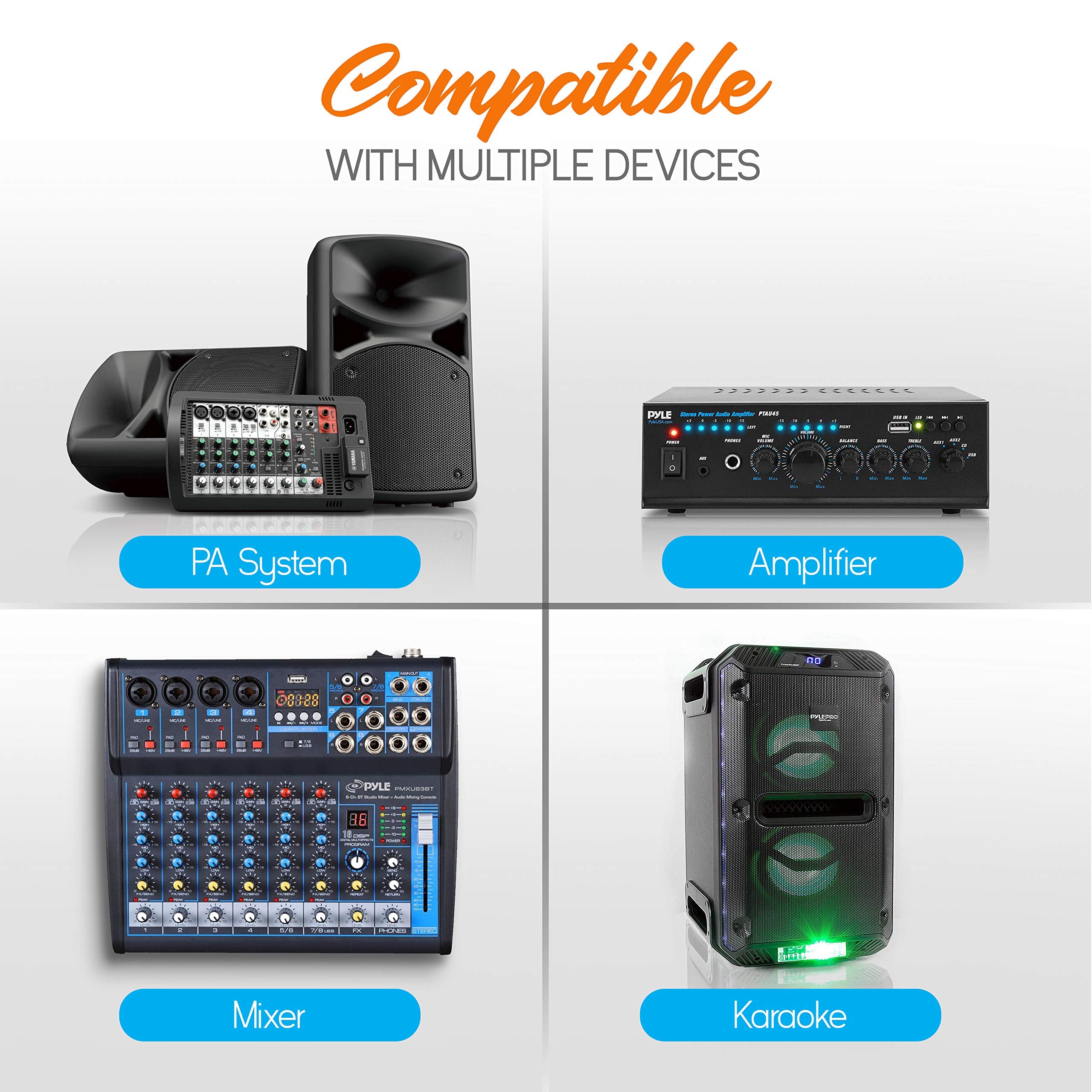 Pyle 2 Channel Vhf Wireless System Battery Operated, Handheld Microphone & One Belt Pack Transmitter With Headset Mic, Rack Moun