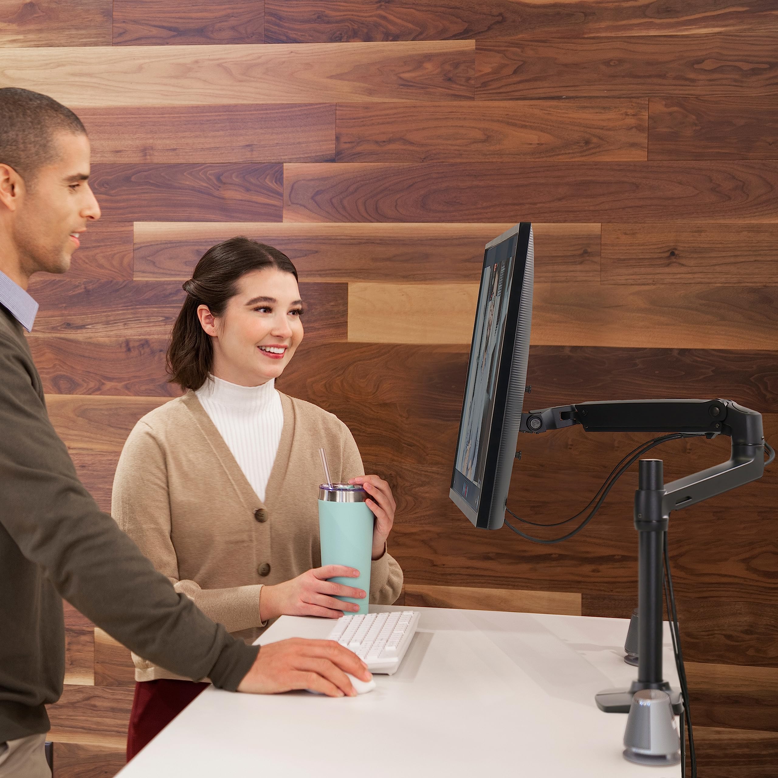 Ergotron � LX Premium Monitor Arm, Single Monitor Desk Mount � fits Flat Curved Ultrawide Computer Monitors up to 34 Inches, 7 to 25 lbs, VESA 75x75mm or 100x100mm � Tall Pole, Matte Black