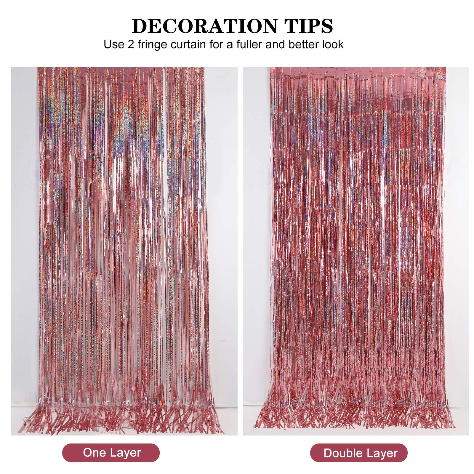 Foil Fringe Backdrop,Cylmfc 3Ft X 8Ft Tinsel Foil Fringe Curtains,Sparkle Fringe Curtains For Party Photo Background Decoration,