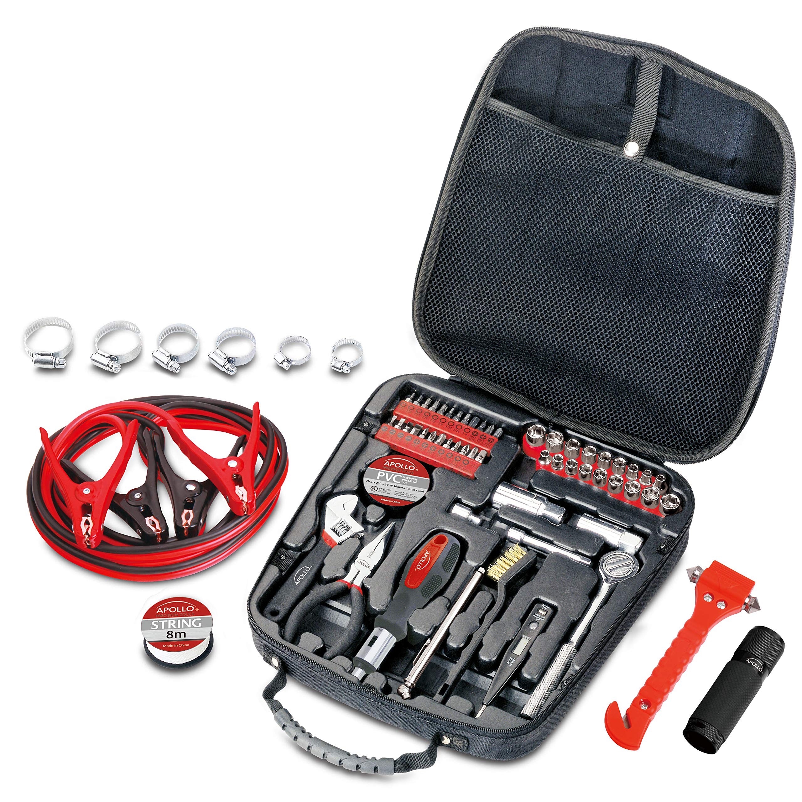 Apollo Tools DT0101 Travel & Automotive Tool Kit, 64-Piece, Red