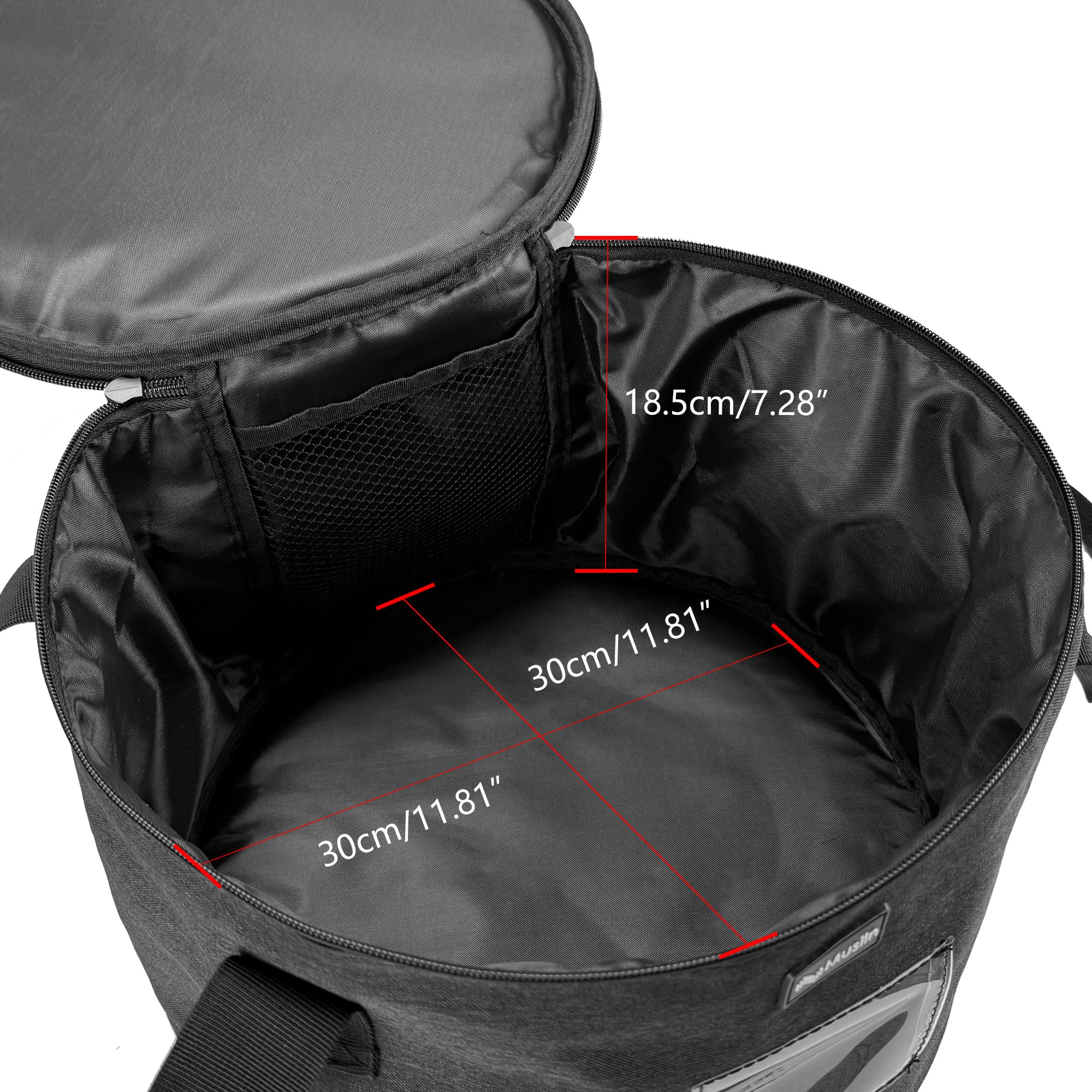 Musiin Accessories Bag For Guitar, Bass, Keyboard, Drums Cables & Adapters Multi-Function Round Storage, Internal Mesh Pocket Fo