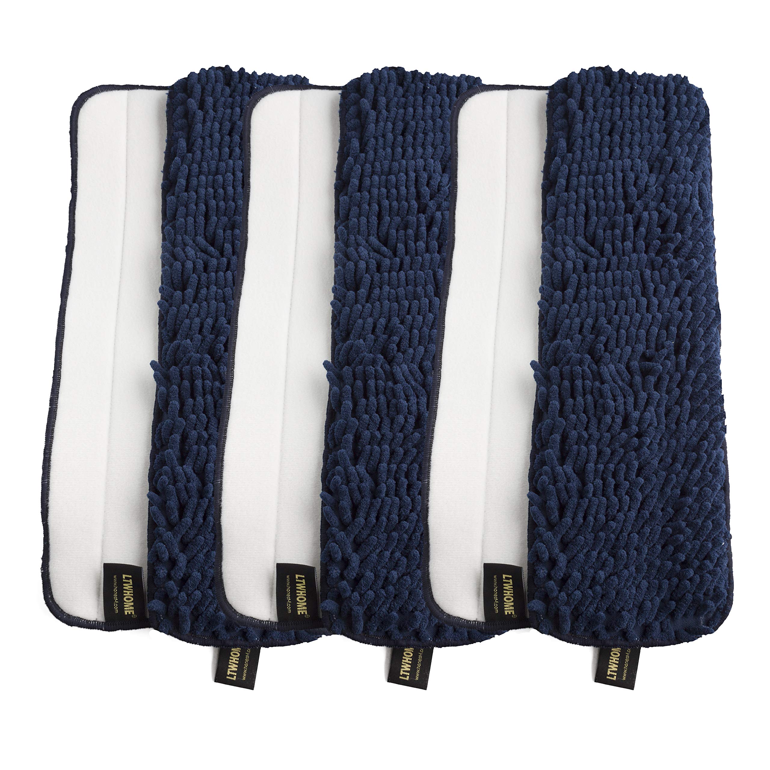Ltwhome 18 Inch Washable Chenille Microfiber Coral Flat Mop Pad Refills(Pack Of 6)