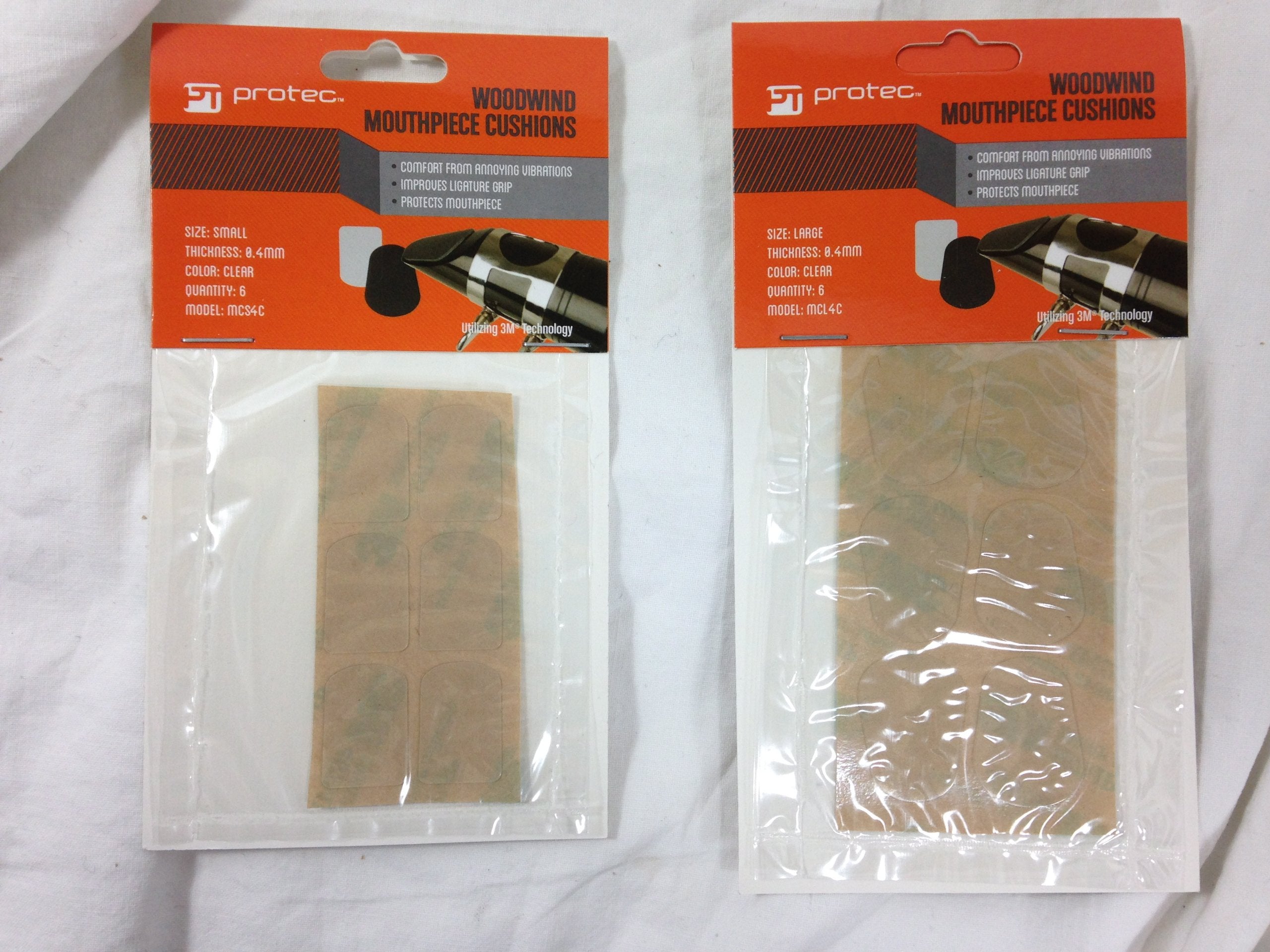 Protec Woodwind Mouthpiece Cushions, 6 Pack, Size Small, Thin (.4Mm), Clear, Model Mcs4C