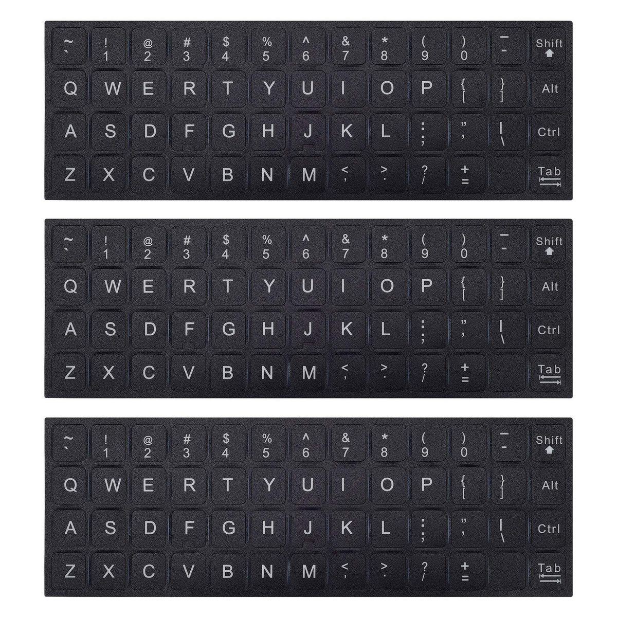 3Pcs Universal English Keyboard Letter Stickers, Replacement English Keyboard Stickers With Black Background And White Lettering