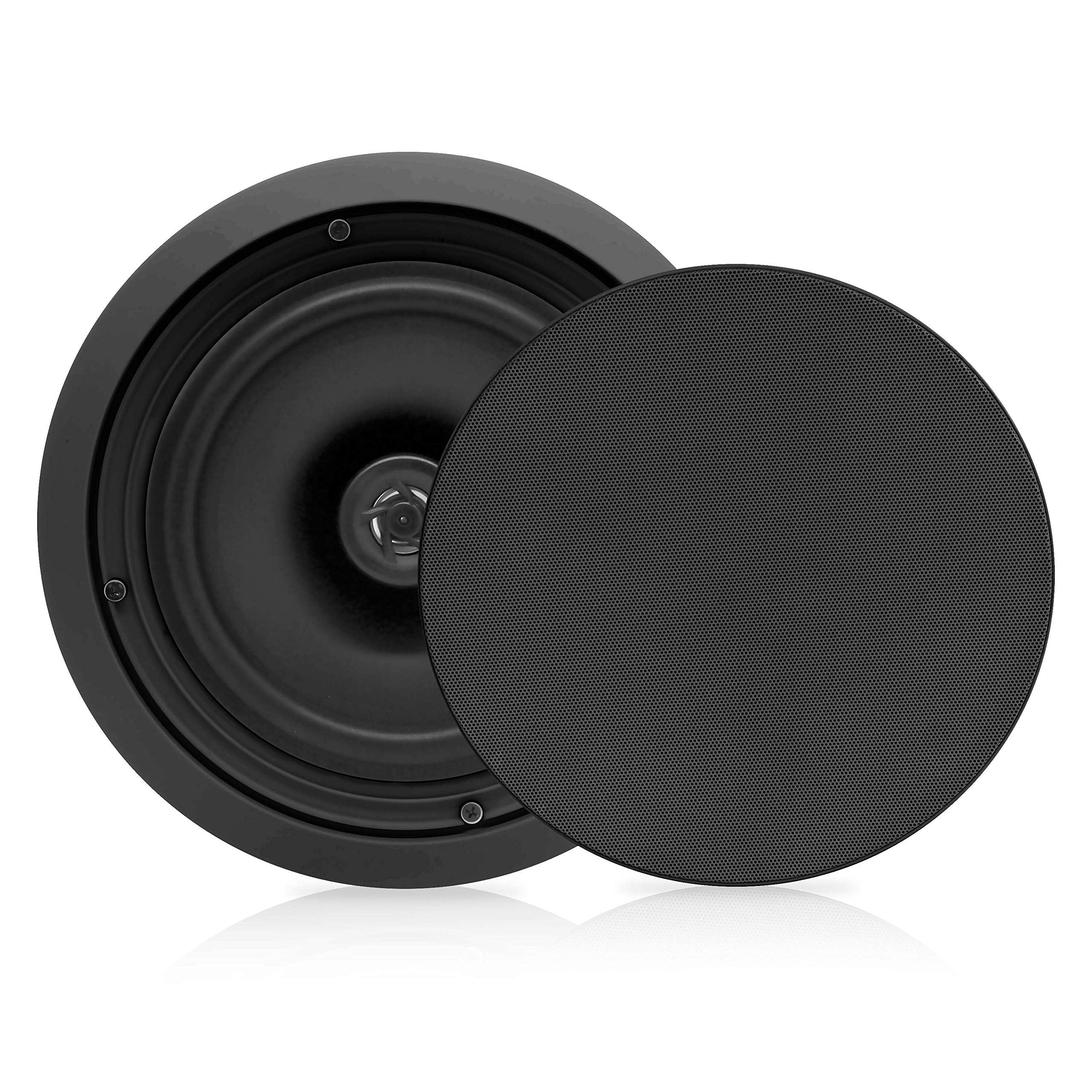 Pyle 8 Ceiling Wall Mount Speakers-Pair of 2-Way Midbass Woofer Speaker 1/2 Polymer Dome Tweeter Flush Design w/50Hz-20kHz F