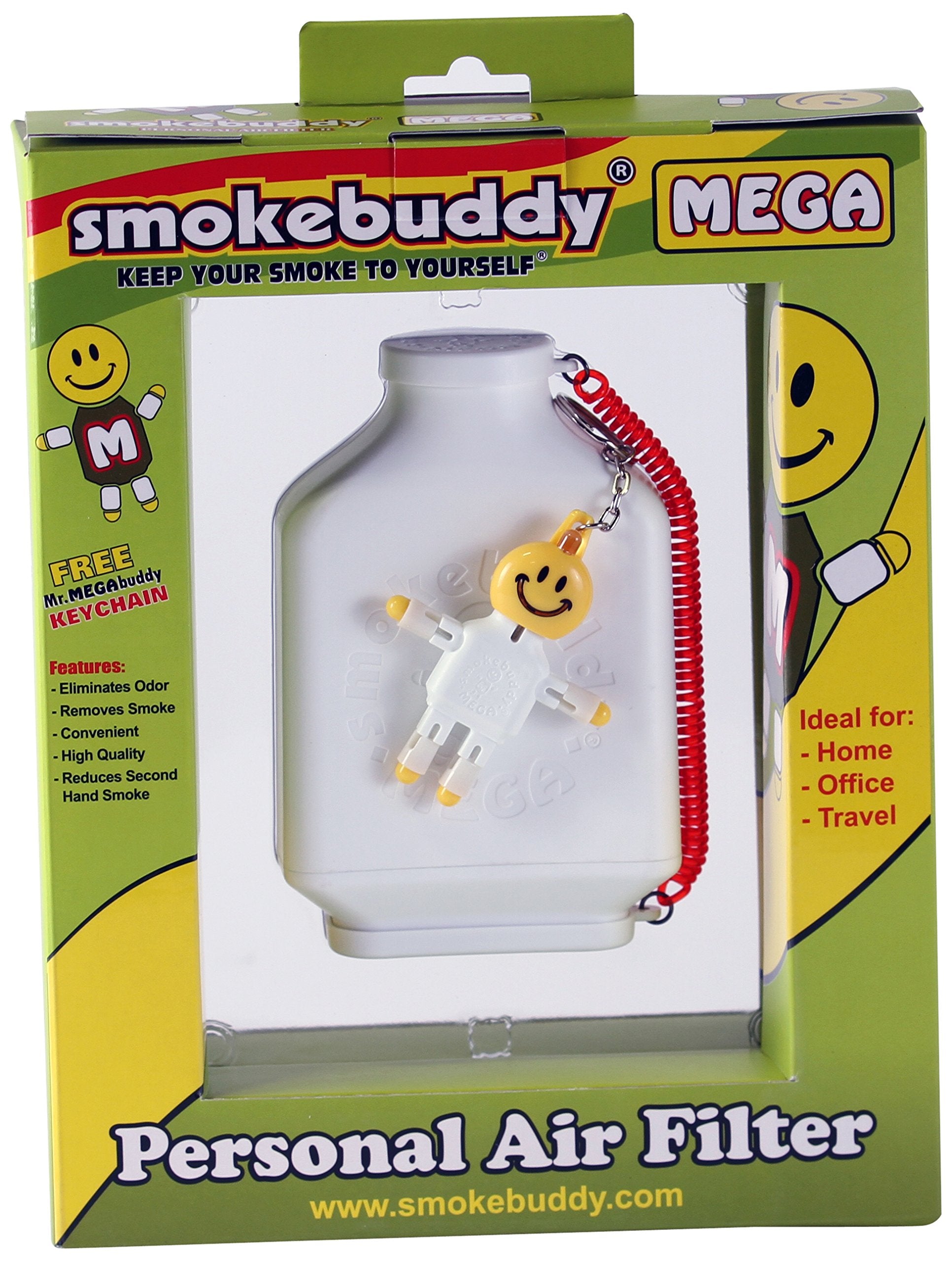 Smoke Buddy Mega Personal Air Purifier Cleaner Filter Removes Odor   White
