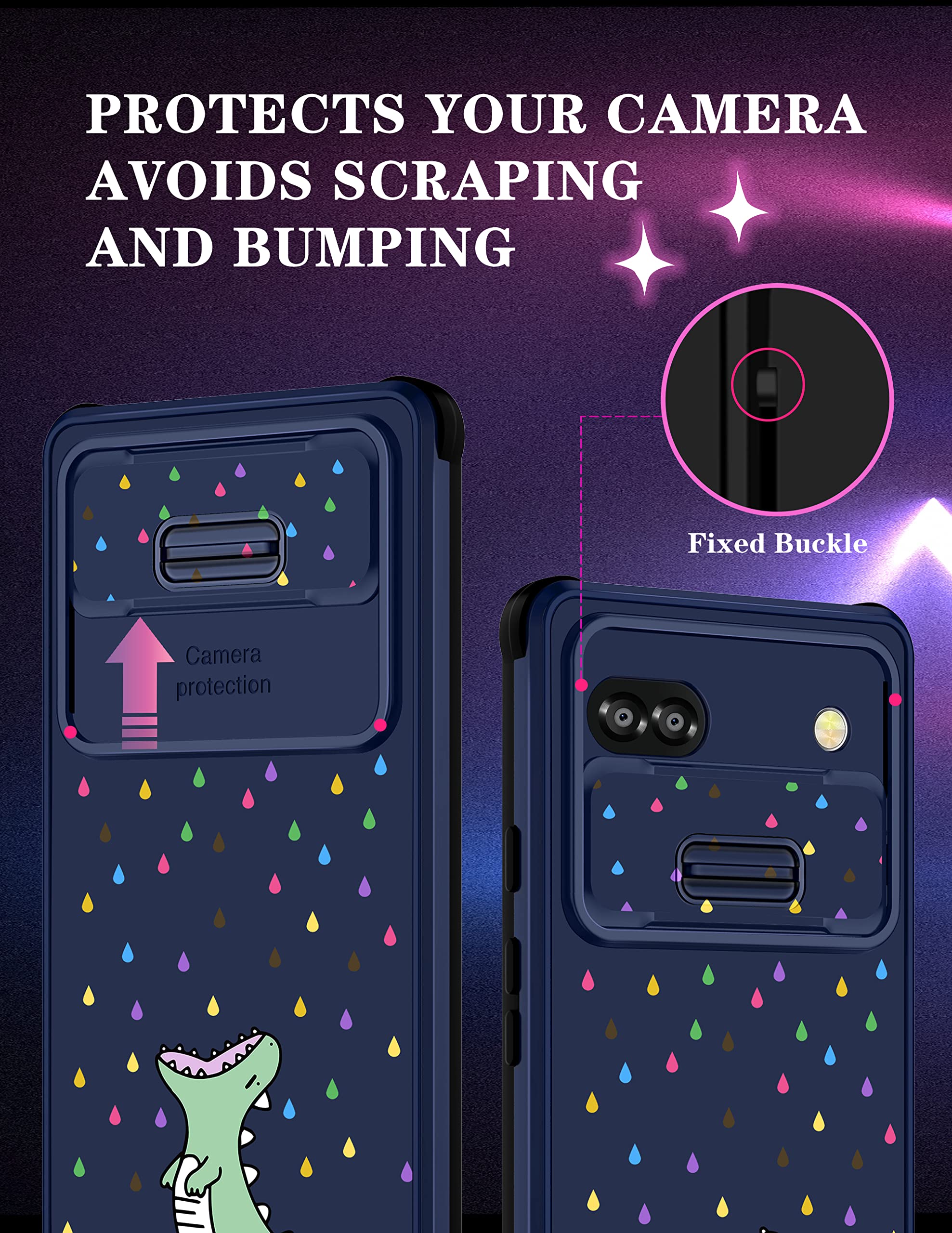 Goocrux For Google Pixel 6A Case Dinosaurs For Girls Women Cute Cartoon Girly Phone Cover Kawaii Dinosaur Design Teen Boys With