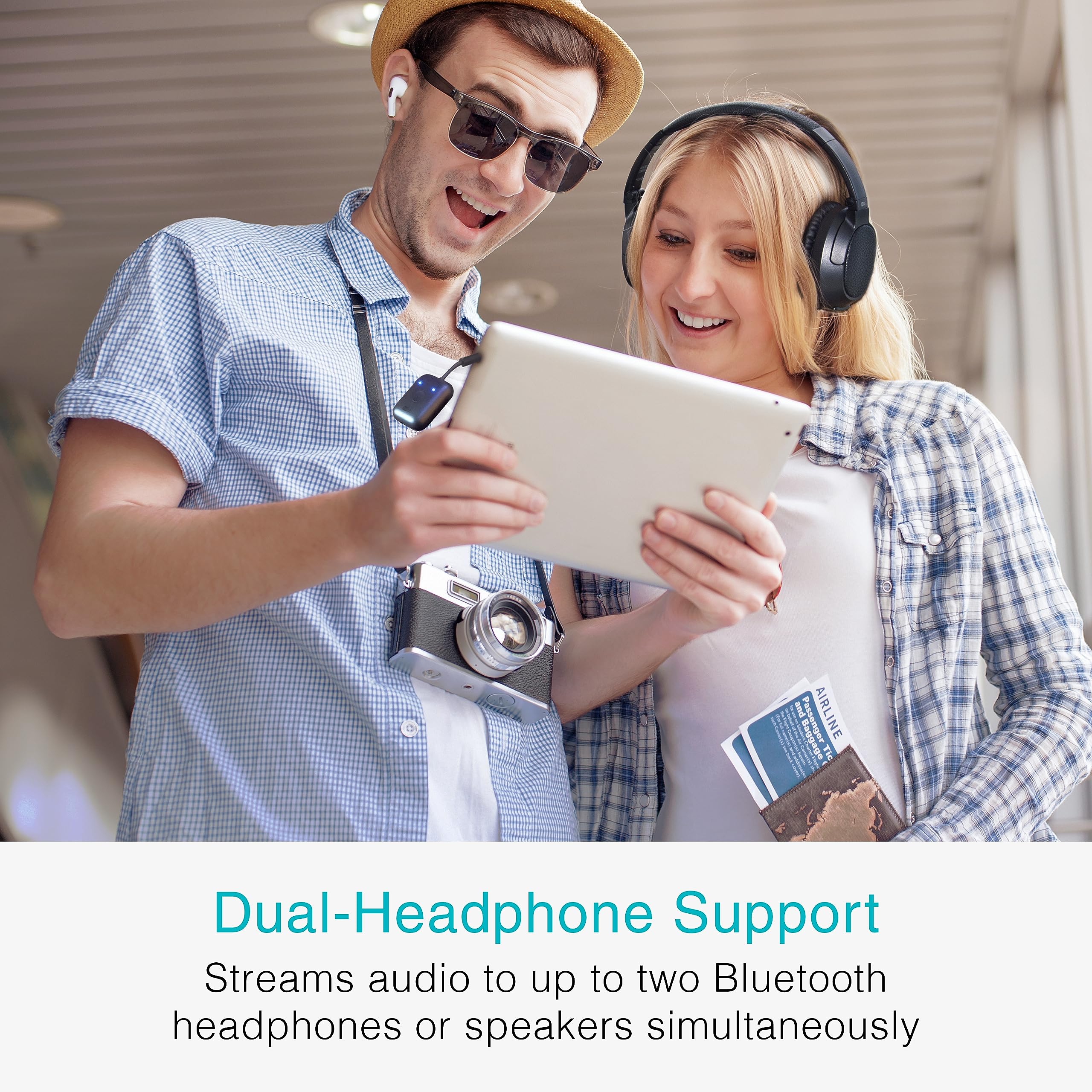 Mee Audio Connect Air In Flight Bluetooth Wireless Audio Transmitter Adapter For Up To 2 Airpods/Other Headphones; Works With Al