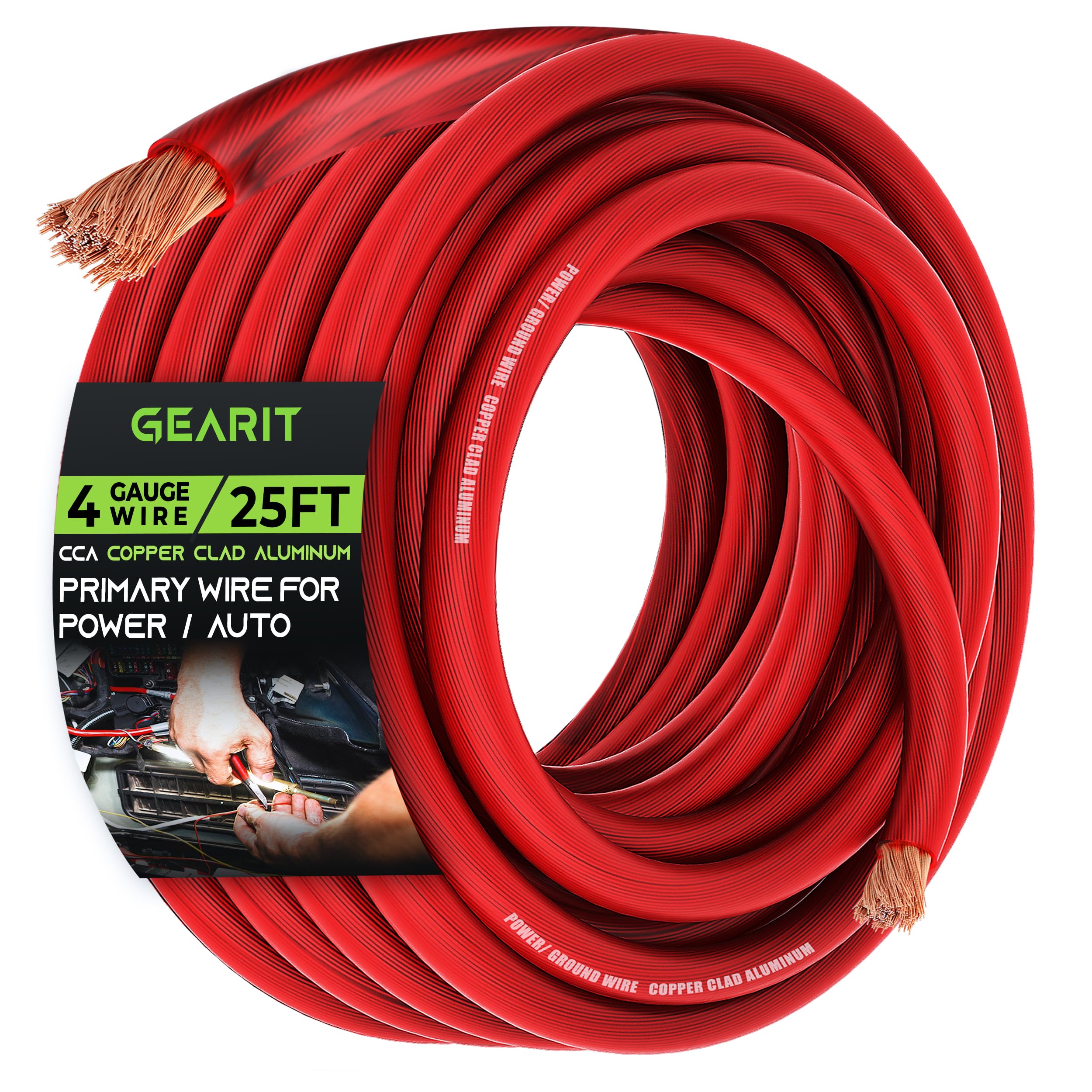 Gearit, 4 Gauge Wire, For Automotive Power/Ground, Battery Cable, Car Audio, Rv, Amp, Wire, Automotive Wire, Cca Wire, Amp Kit,