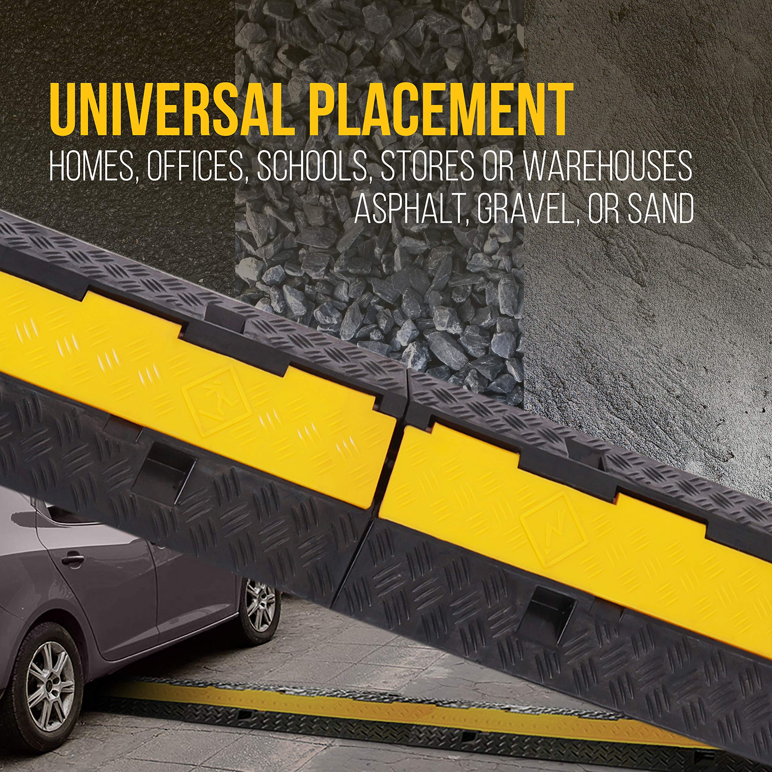 Pyle Durable Cable Ramp Protective Cover   2,000 Lbs Max Heavy Duty Hose & Cable Track Protector W/ Flip Open Top Cover & 2 Chan