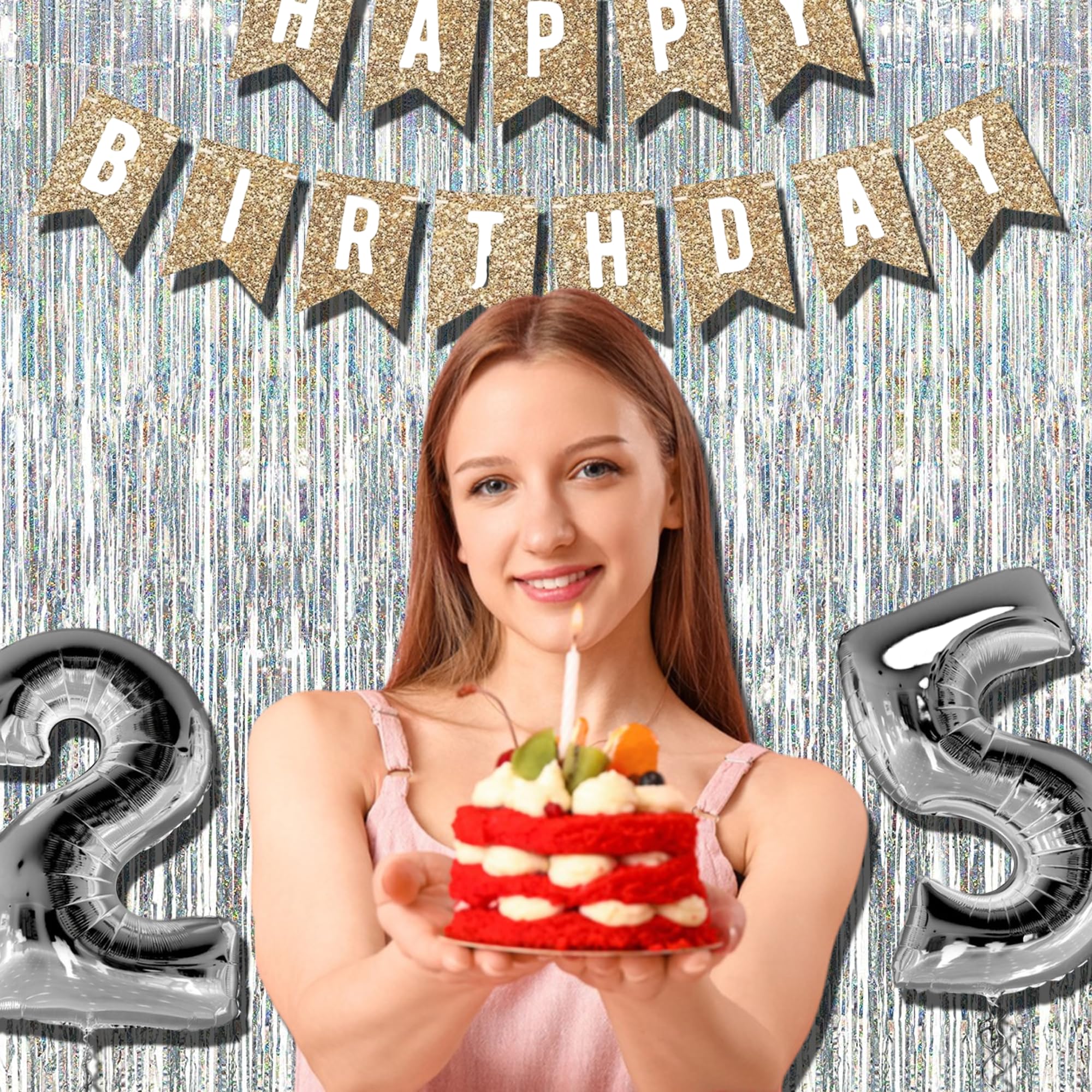 Braveshine Silver Metallic Tinsel Foil Fringe Curtains   2Pcs 3.2X8.2Ft Photo Backdrop For 21 St Birthdays Decorations Christmas