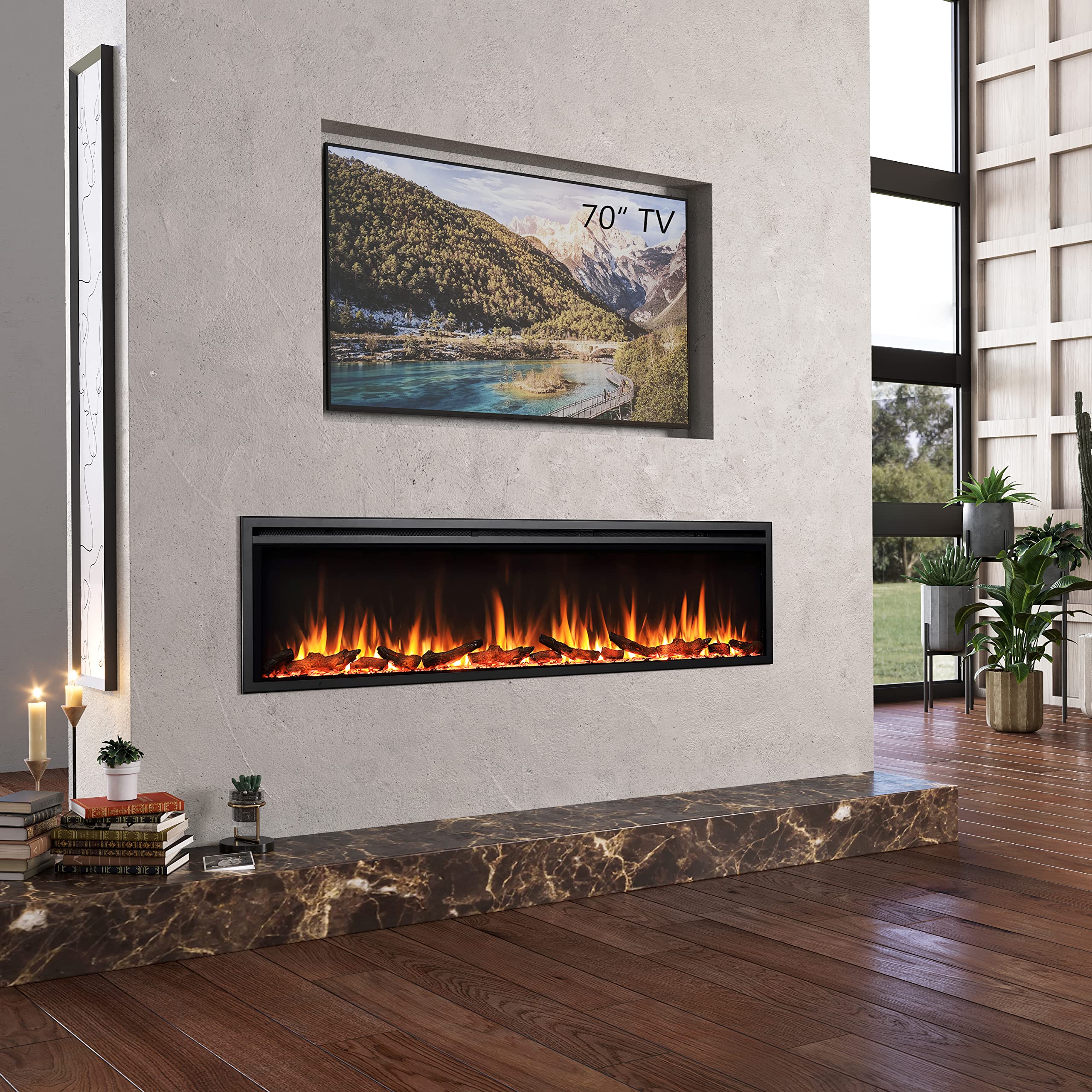 Legendflame Austin In Wall Recessed & Wall Mounted Electric Fireplace (72'')