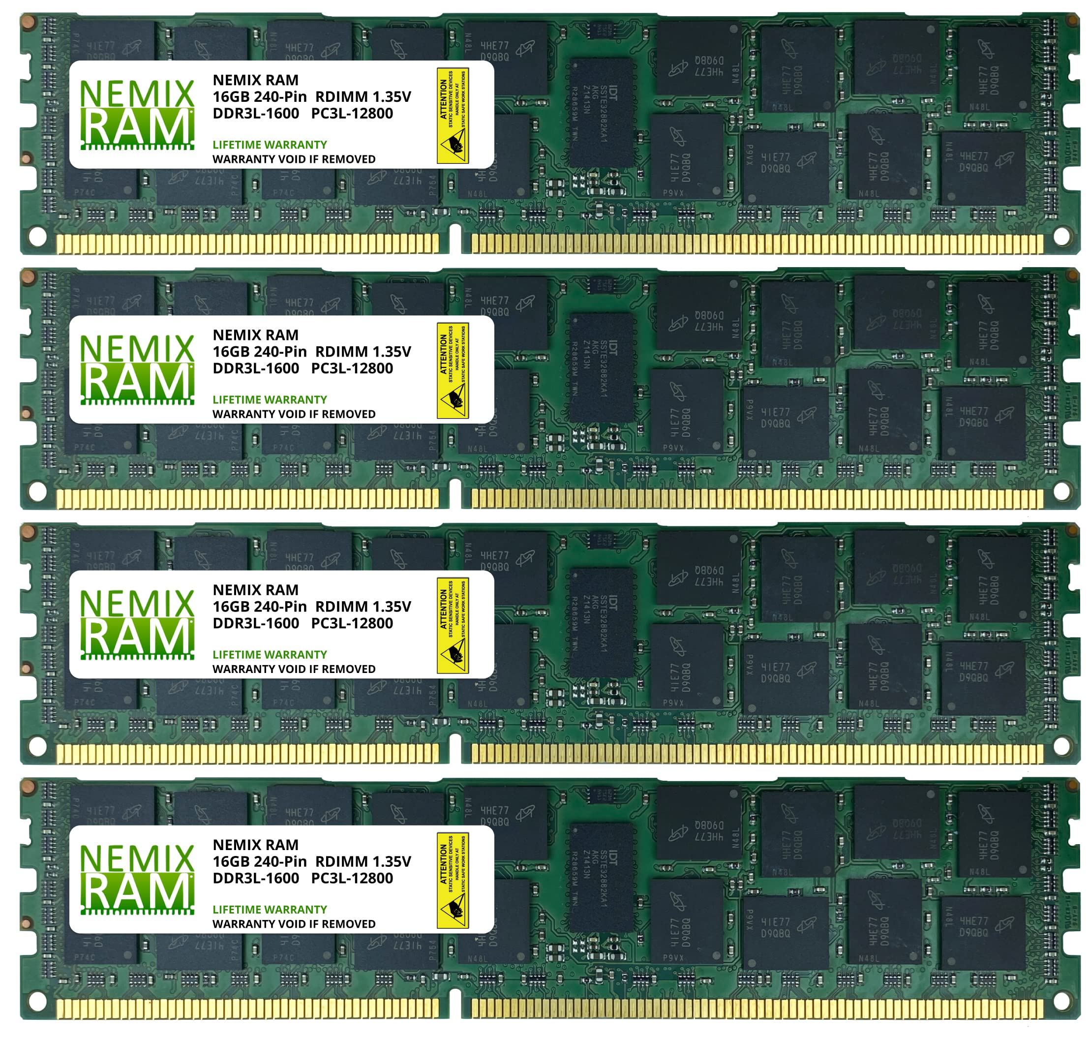 Nemix Ram 64Gb (4X16Gb) Ddr3 1600Mhz Pc3 12800 2Rx4 1.35V Ecc Rdimm Kit Registered Server Memory