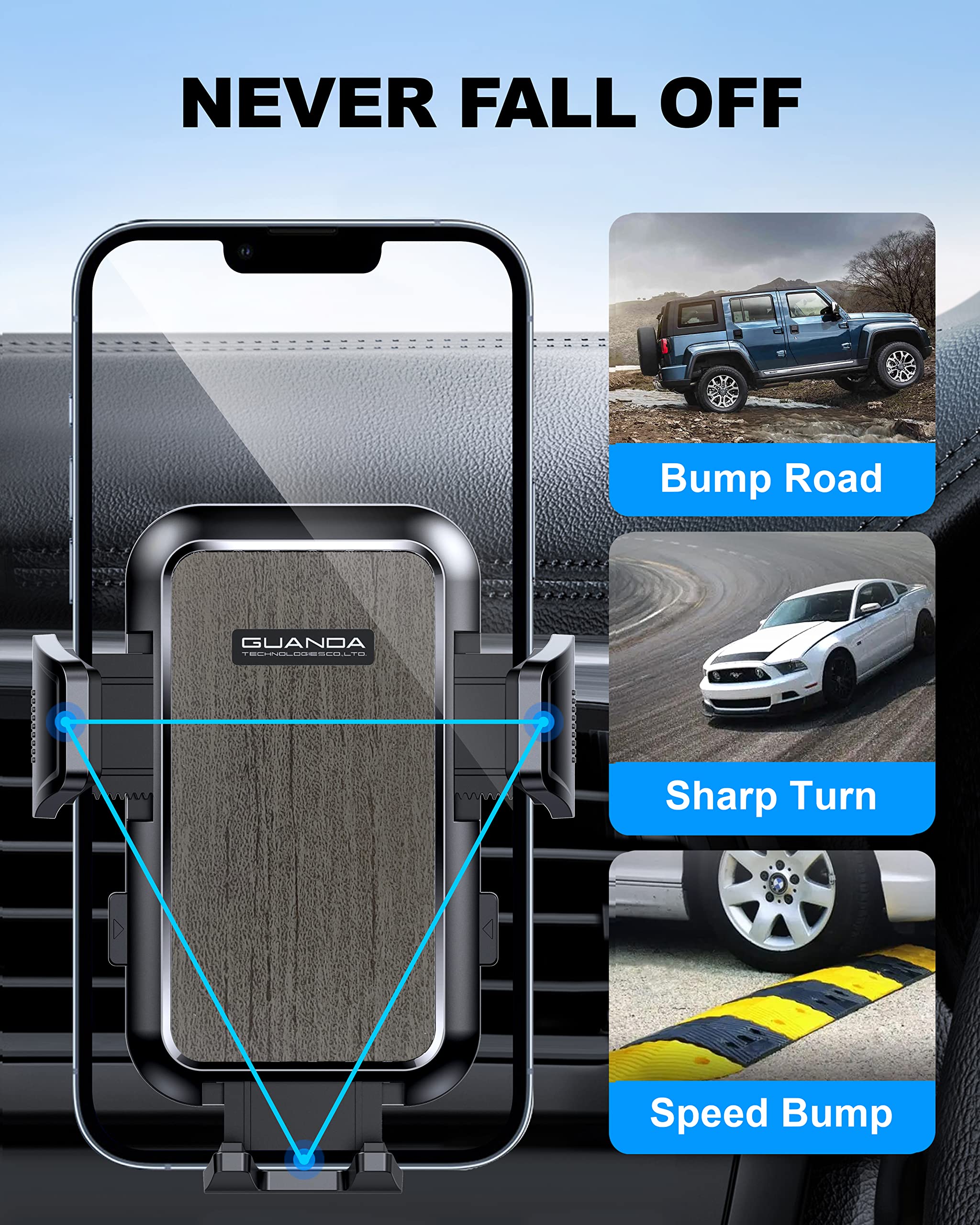 Phone Holder Car Upgraded Clip Phone Holder Mount, Universal Car Mount Phone Holder, Cell Phone Automobile Cradles With Retracta