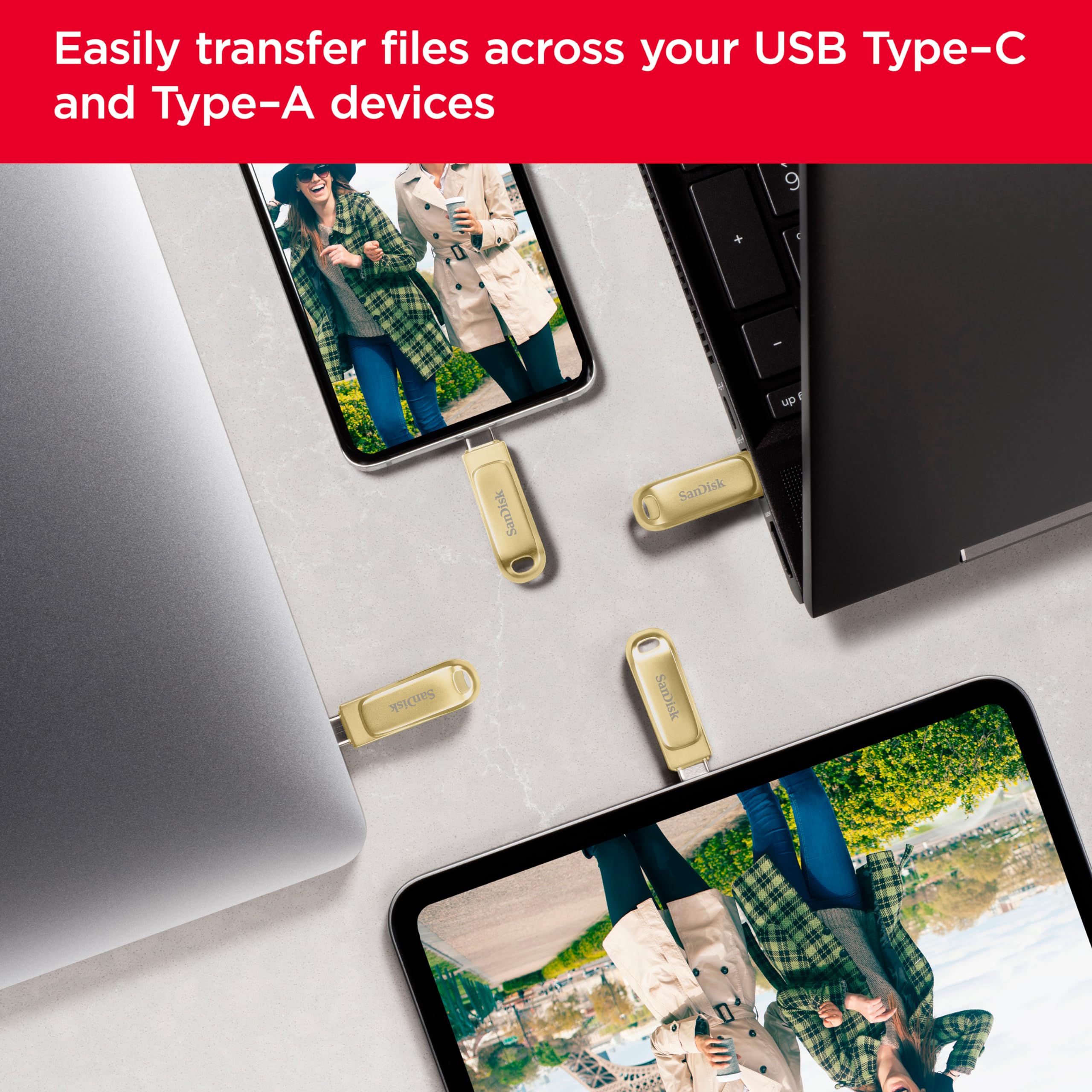 Sandisk 128Gb Ultra Dual Drive Luxe Usb Type-C - Up To 400Mb/S - Sdddc4-128G-G46Gd