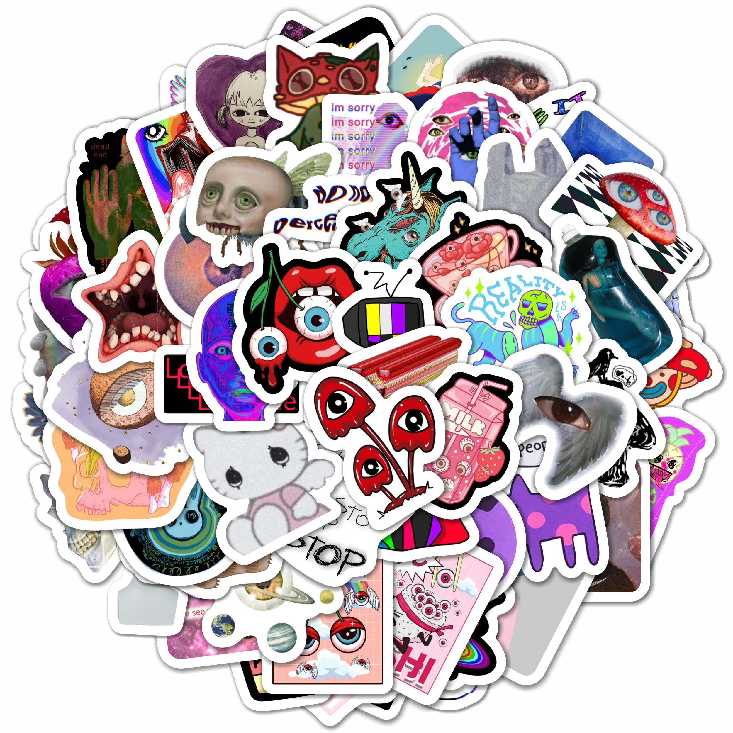 100Pcs Weirdcore Stickers, Weird Stickers For Adults, Weird Gifts, Weird Stuff, Weird Things, Psychedelic Stickers, Trippy Stick