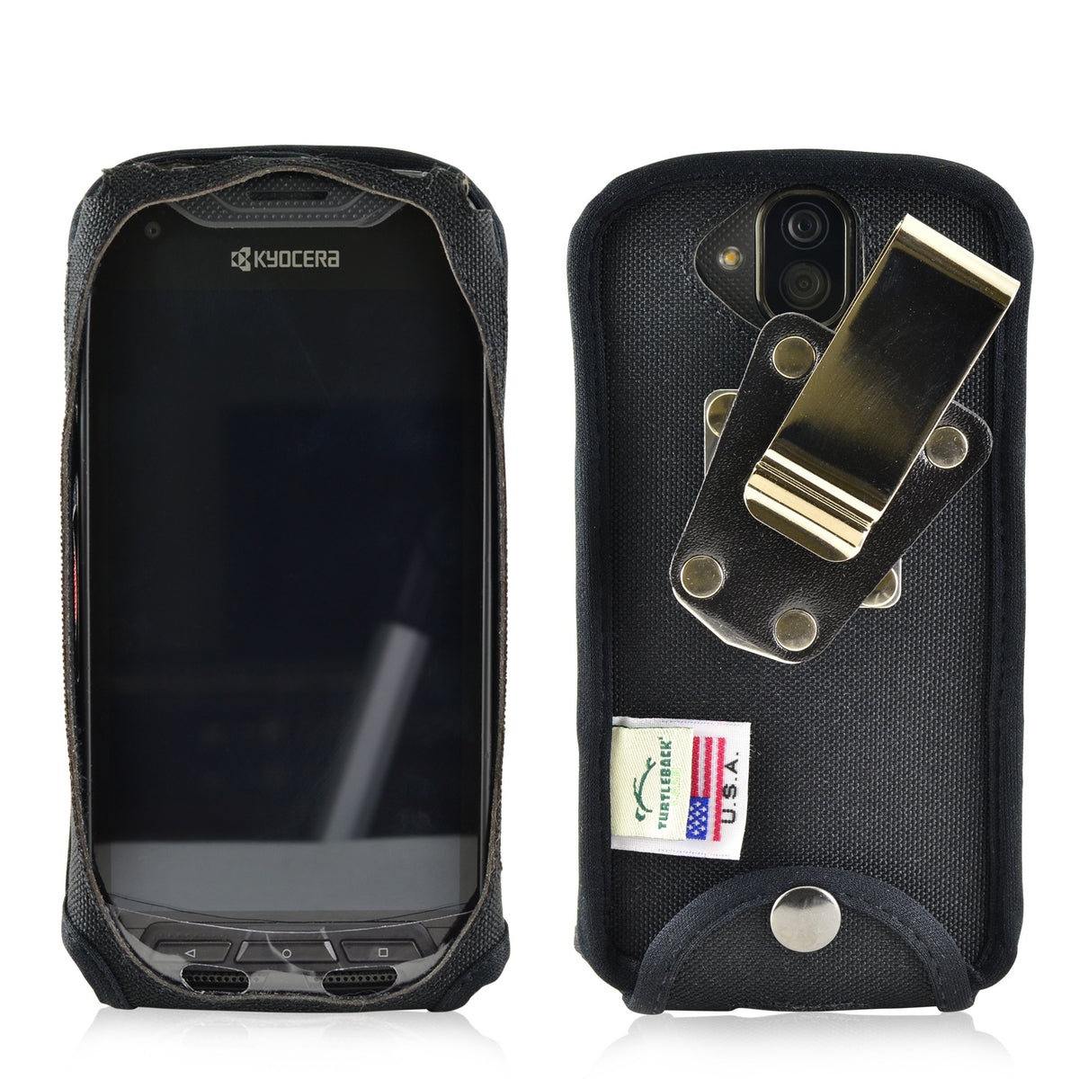 Turtleback Fitted Case for Kyocera DuraForce PRO E6810 E6820 E6830 Heavy Duty Black Nylon with Rotating, Removable Metal Belt Clip -