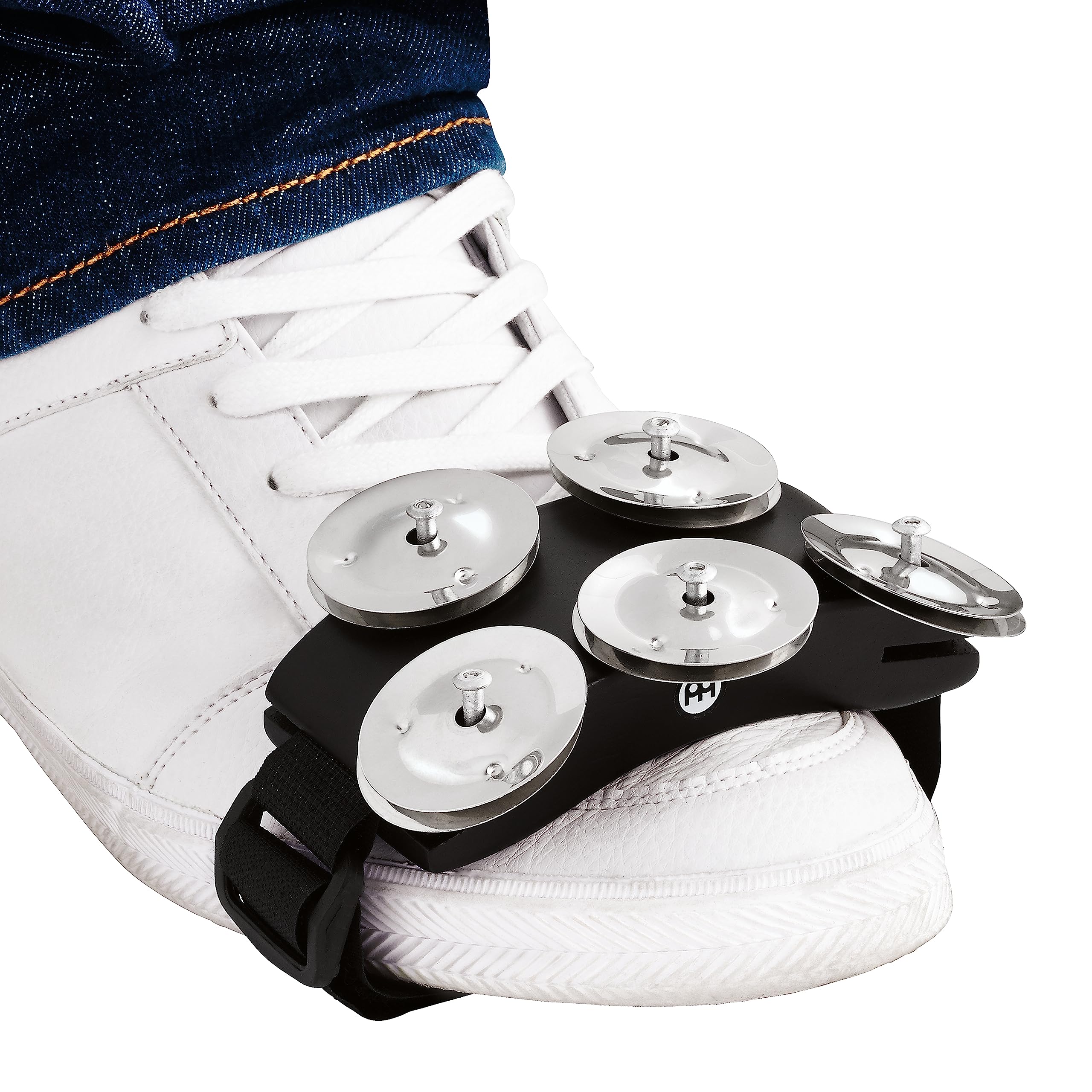 Meinl Percussion Cft5 Bk Cajon Foot Tambourine With Steel Jingles, Black