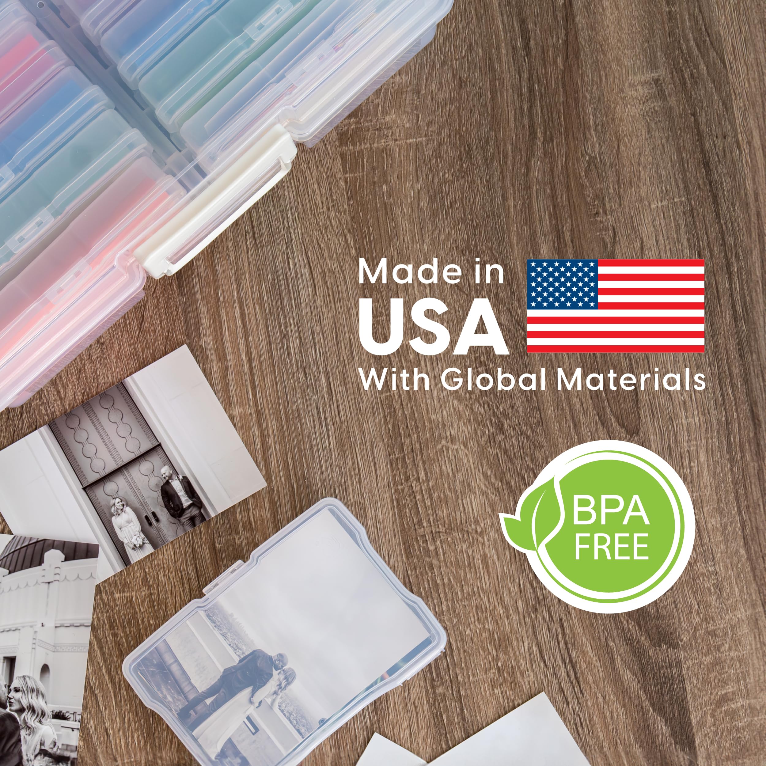 Iris Usa 4''X 6'' Photo Storage Box Container Keeper Organizer, 2 Pack, Main Container With 12 Organization Cases For Pictures C