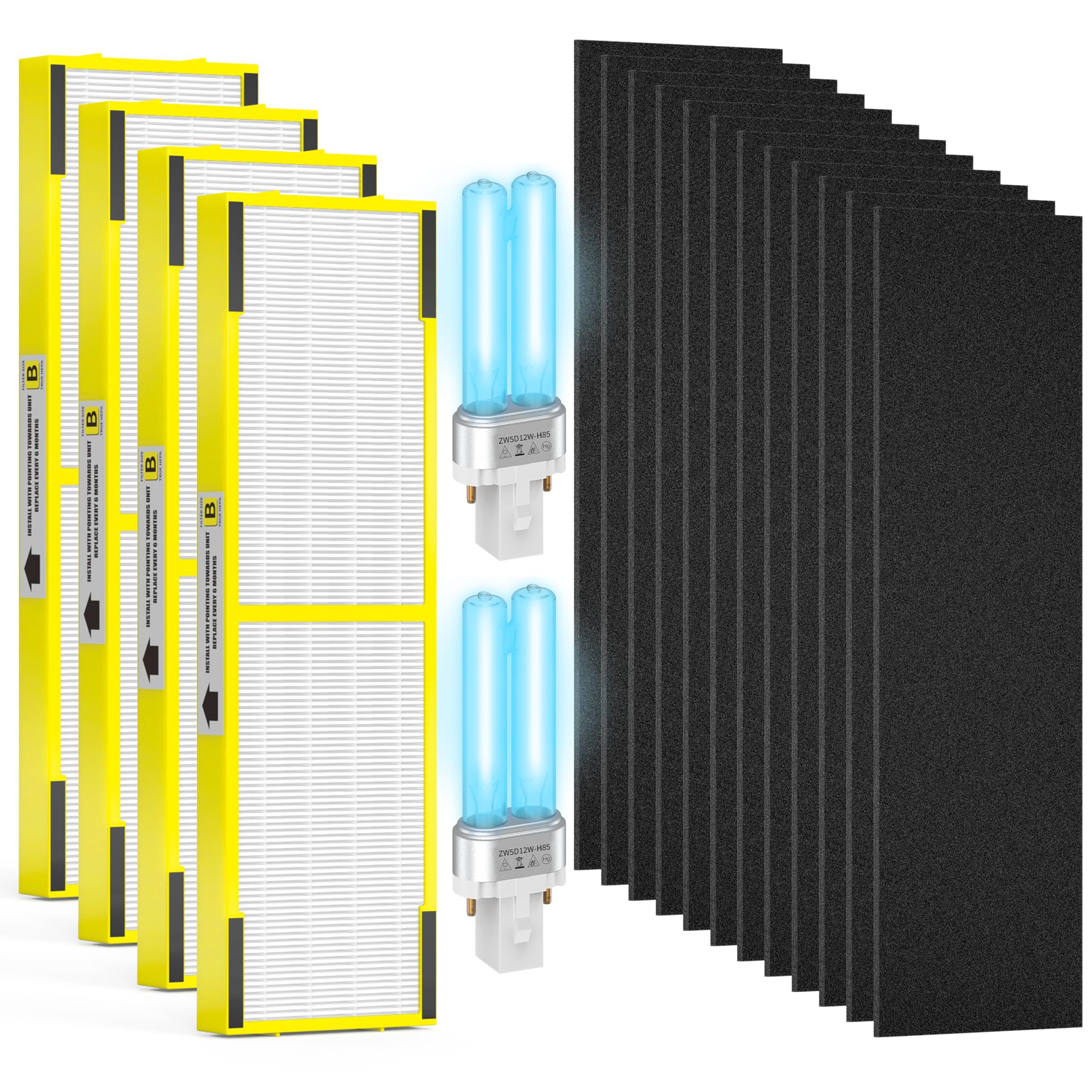 4 Pack Flt4825 Hepa Replacement Filter B & Lb4000 Bulb For Guardian Ac4825, Ac4300, Ac4850, Ac4800, Ac4820, Ac4900 Air Cleaner P