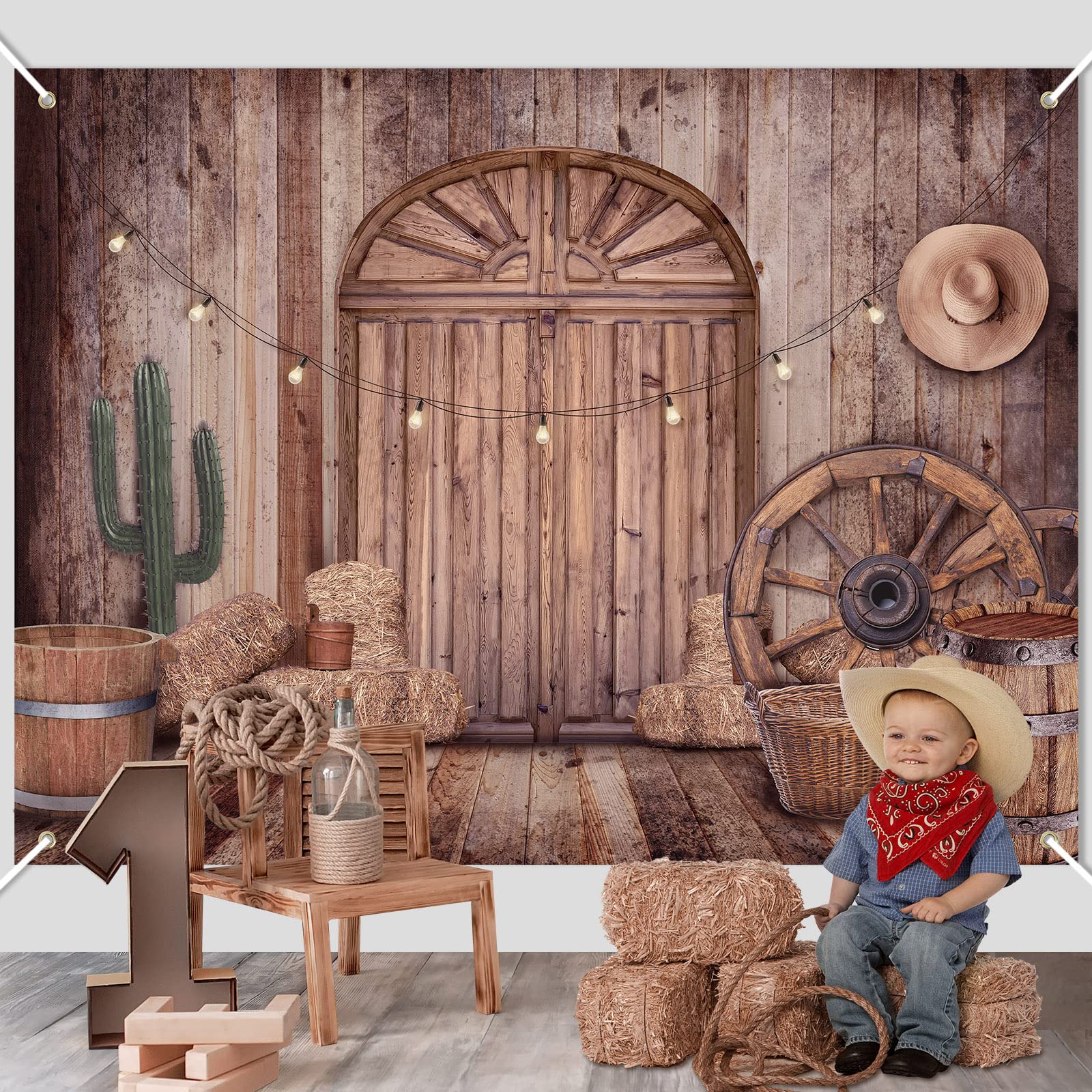 Cowboy Decorations Backdrop Western Party Decorations Rustic Background Banner Props Barn Farm Wild West Party Backdrop Vinyl Co