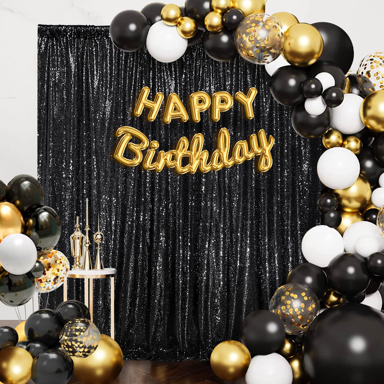 Black Sequin Backdrop 8Ft X 8Ft Glitter Photo Booth Black Backdrop Curtains