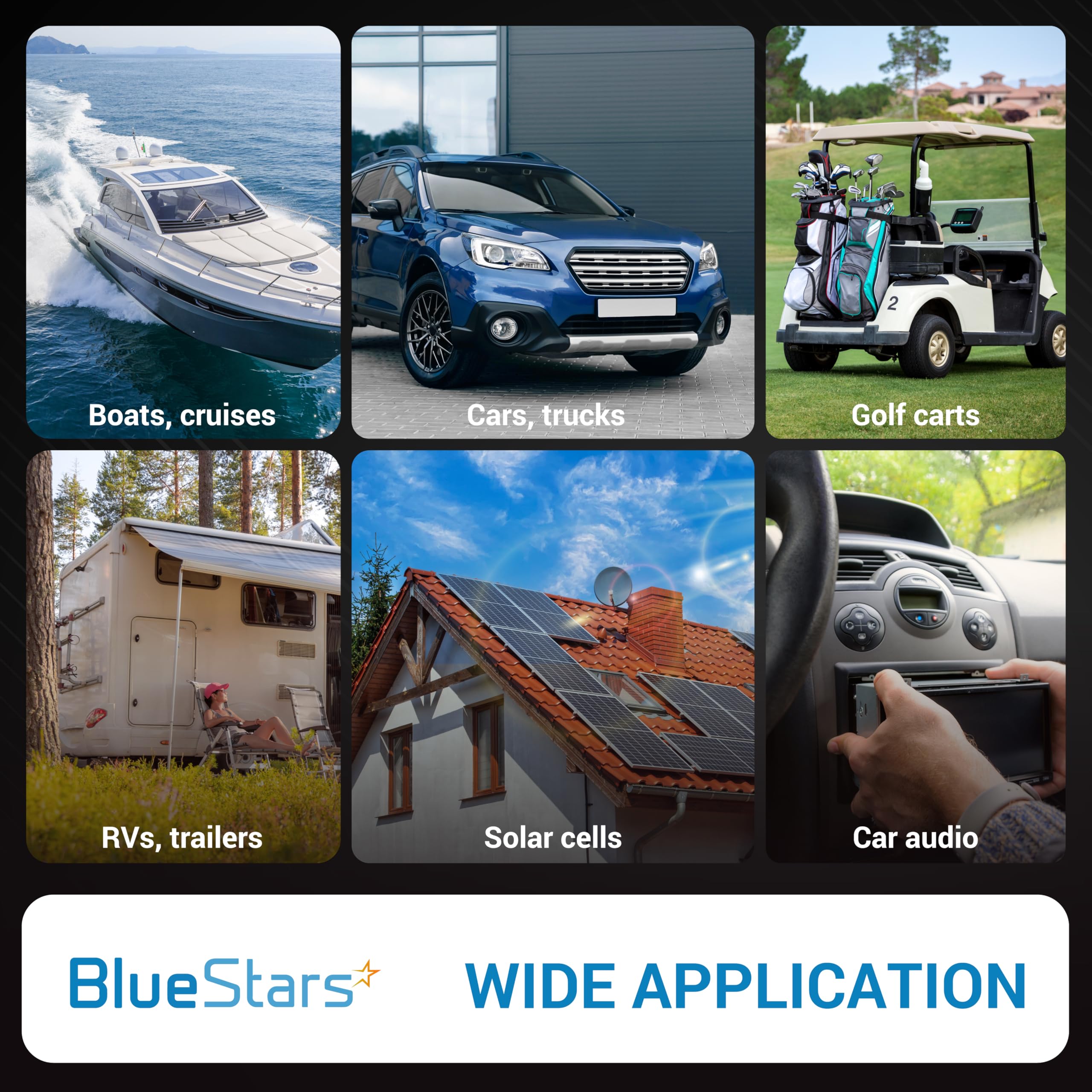 Bluestars 2 Packs 5/16'' (M8) Dual Bus Bar Max 48V Dc 250A   Power Distribution Block, Insulated Studs Battery Junction Terminal