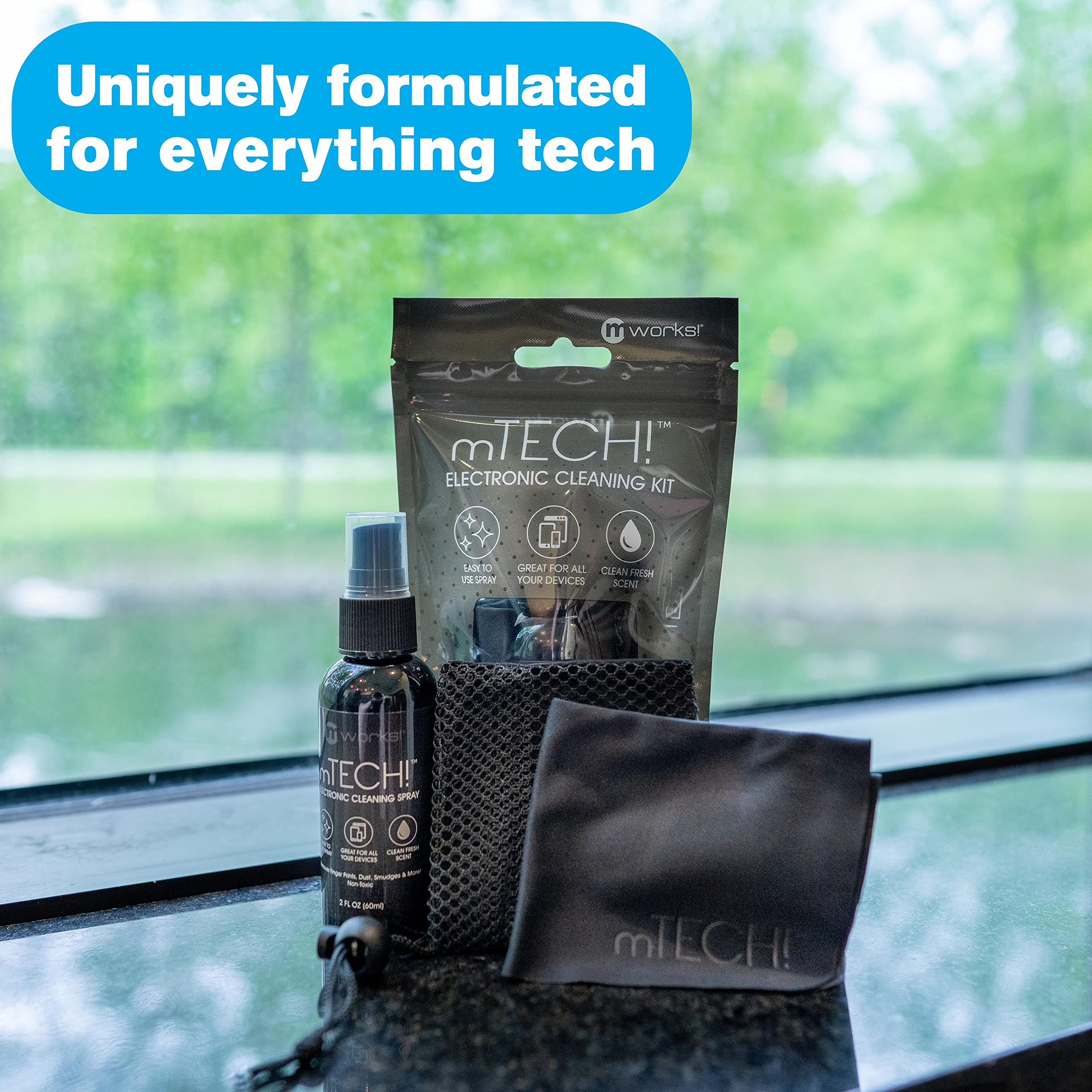 Mtech! Electronic Cleaning Kit With Spray Bottle & Cloth [Travel Size] Screen Cleaning Kit For Smartphones, Tablets, Tvs, Laptop