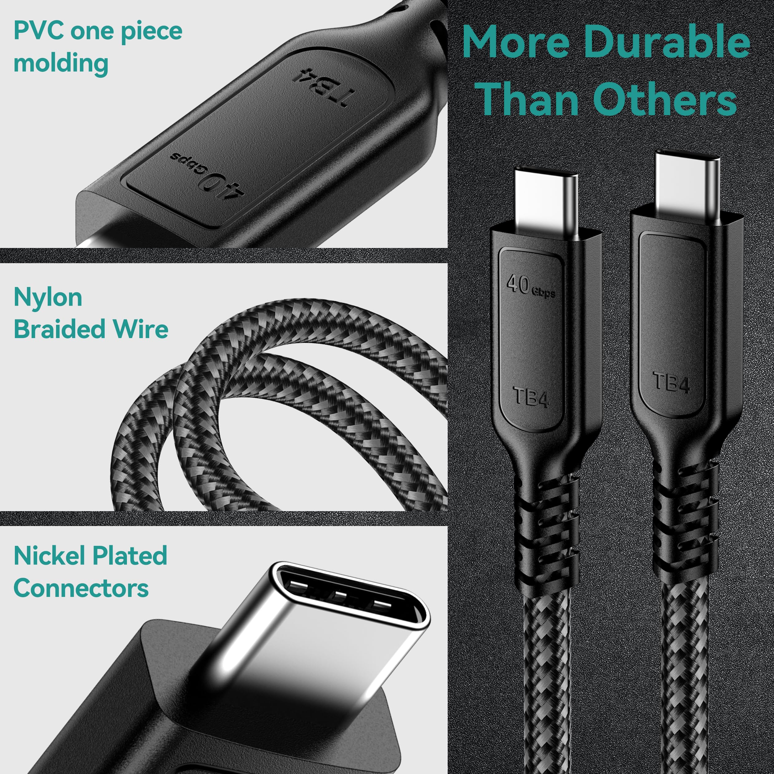 Anehmeta Usb 4 Cable For Thunderbolt 4 Cable 3.3Ft, 40Gbps 240W Usb C To Usb C Cable Support Single 8K/Dual 4K Video, Compatible