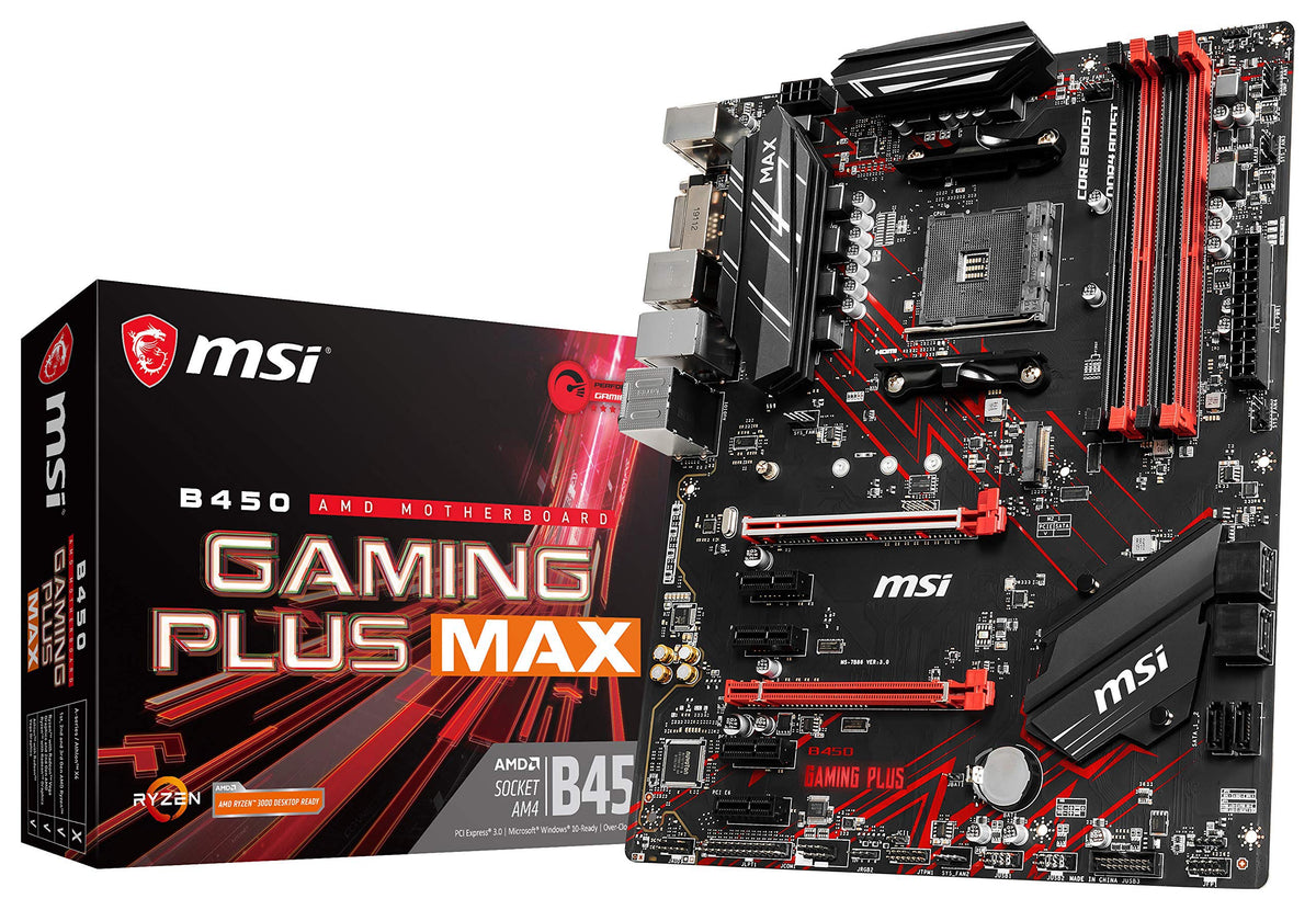Msi Performance Gaming Amd Ryzen 2Nd And 3Rd Gen Am4 M.2 Usb 3 Ddr4 Dvi Hdmi Crossfire Atx Motherboard (B450 Gaming Plus Max)