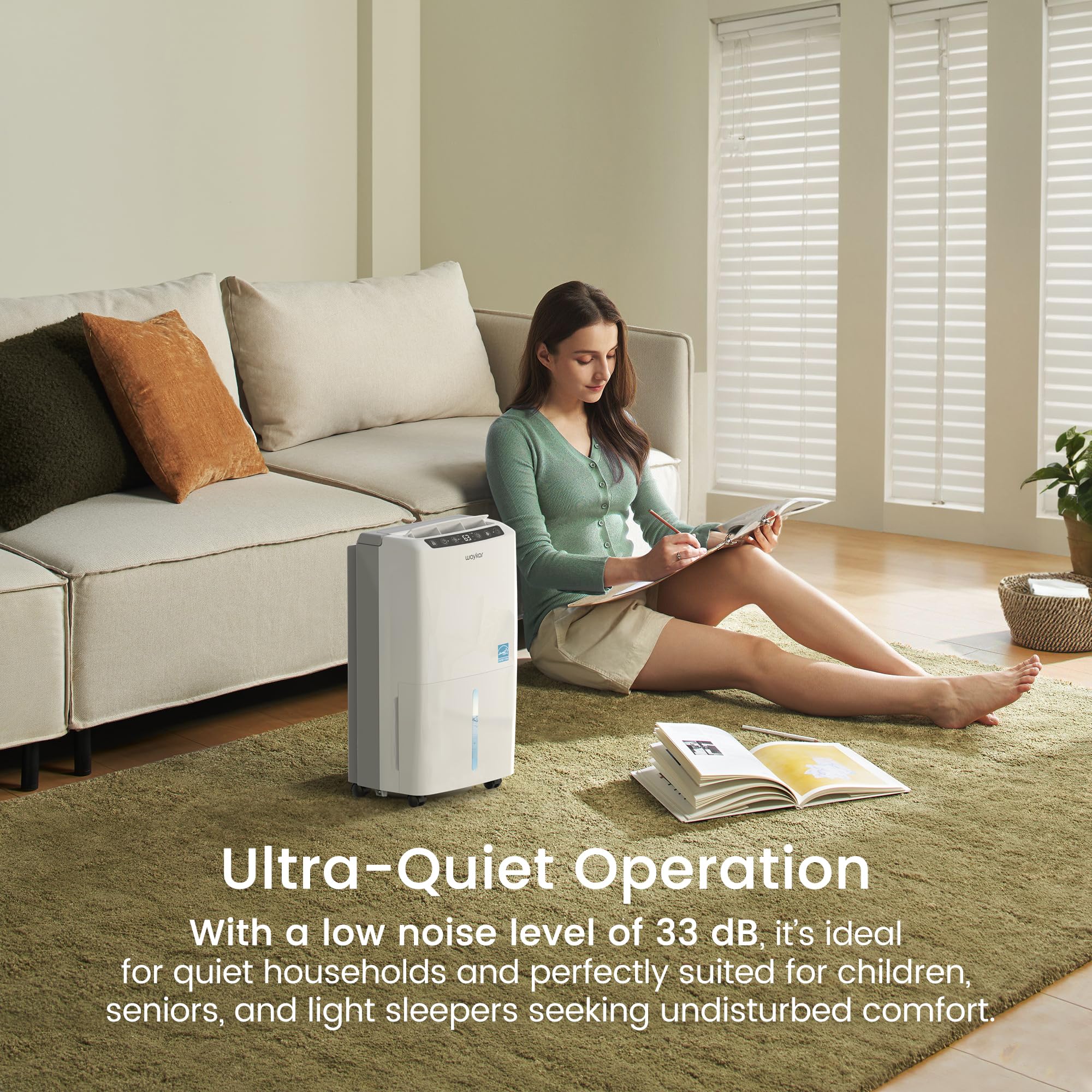 Waykar 2000 Sq. Ft Most Efficient Energy Star 2025 Dehumidifier For Home And Basement With Auto Or Manual Drainage, Quiet 33Db O