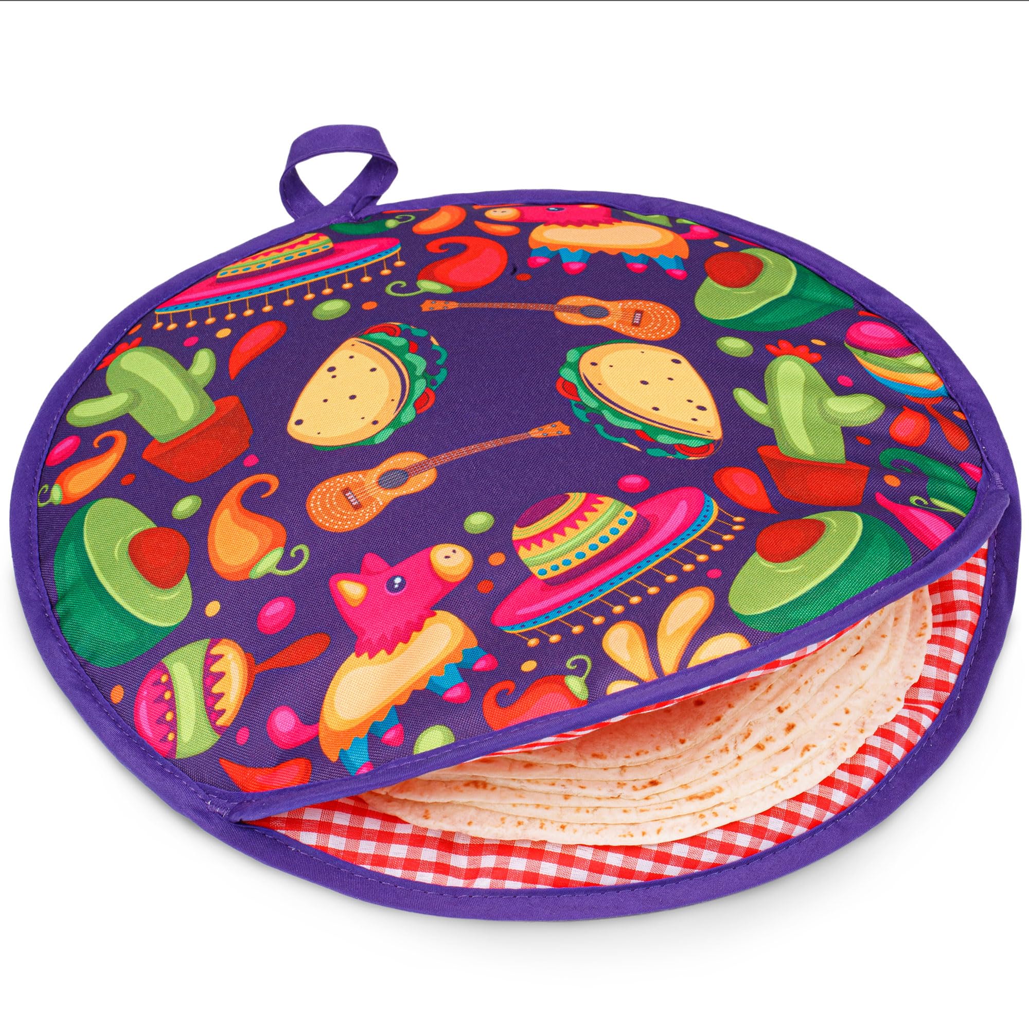 Pixipy Tortilla Warmer Pouch (Tacos, 12 Inch), Microwavable Fabric Tortilla Heater Pouch To Keep Tortillas Soft & Warm, Insulate
