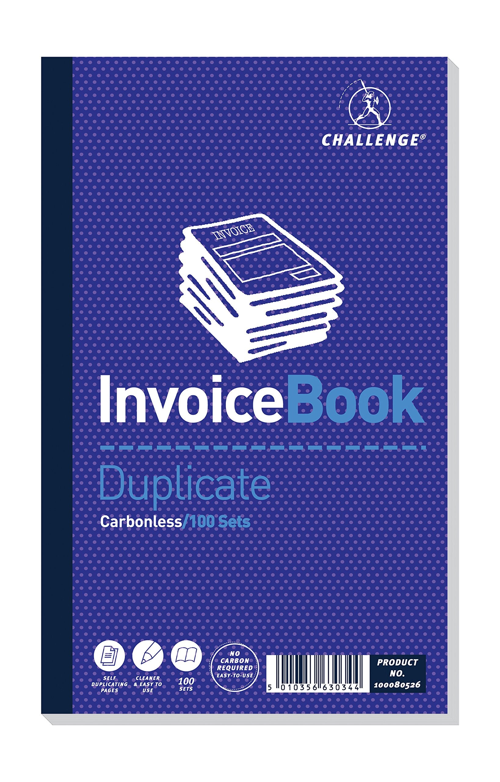 Challenge 210 x 130 mm Duplicate Book Carbonless Invoice Without Vat/Tax, 100 Pages, Set of 5,Blue