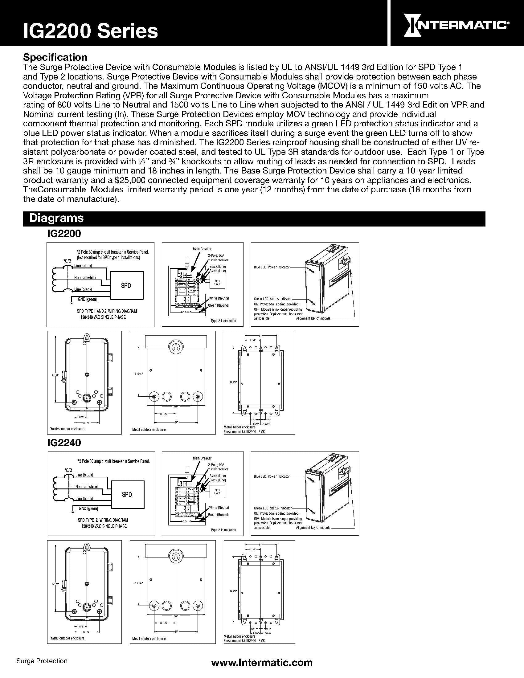 Intermatic Imodule� Ig120Rsm10K Replacement Module For Smart Guard Whole Home Surge Protector