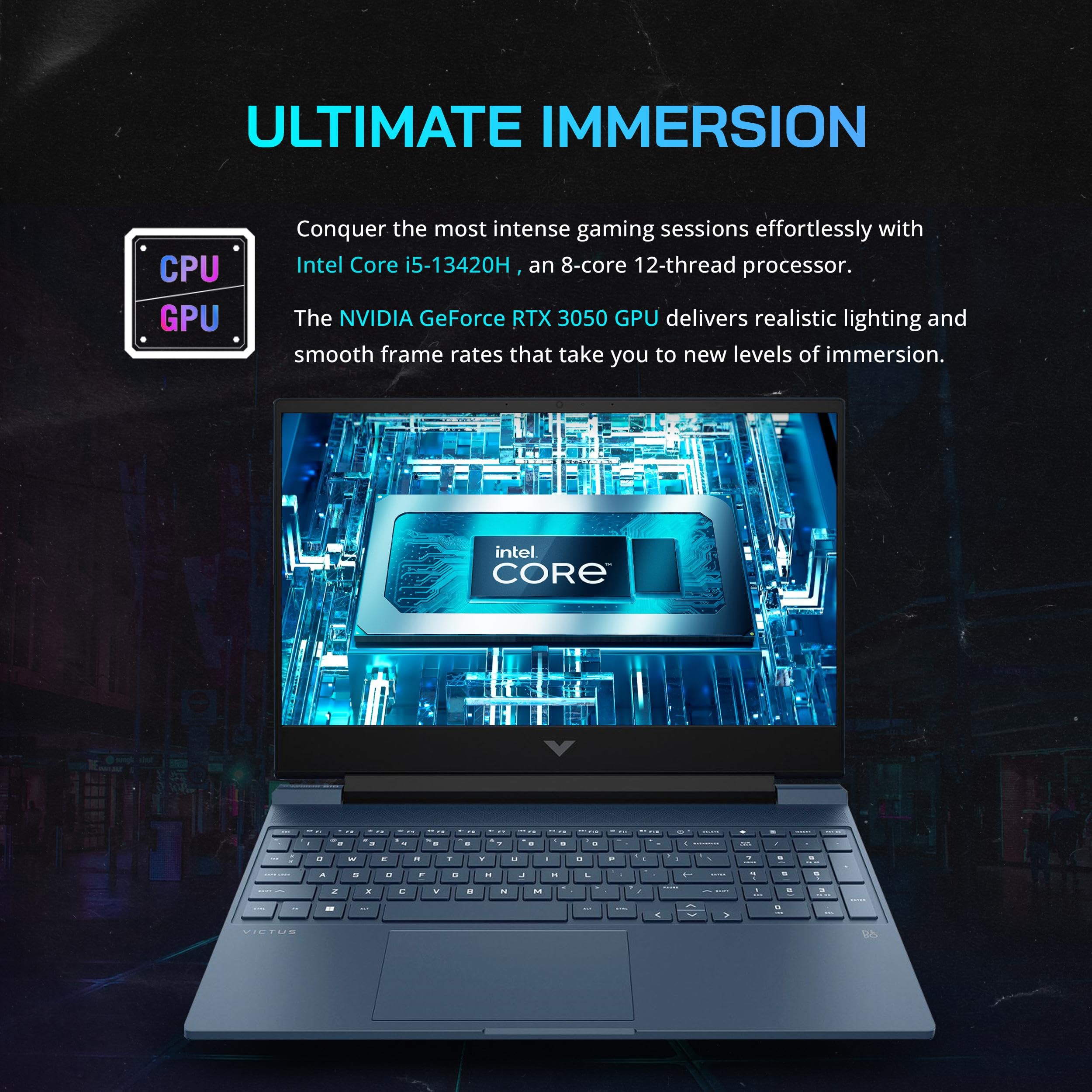 Hp Victus Gaming Laptop, 15.6'' Fhd 144Hz Ips Display, Intel Core I5-13420H, 16Gb Ram, 512Gb Pcie Ssd, Nvidia Geforce Rtx 3050,