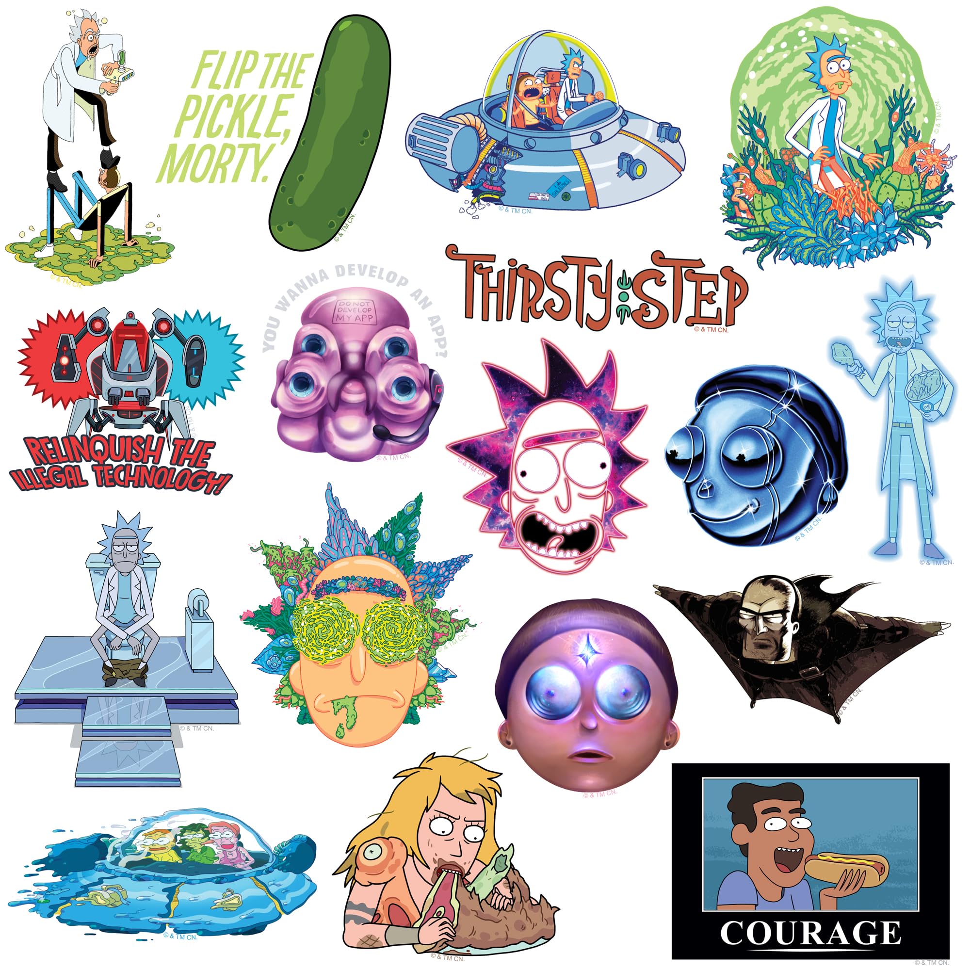 Rick And Morty Trendy 50Ct Vinyl Large Deluxe Stickers Variety Pack   Laptop, Water Bottle, Scrapbooking, Tablet, Skateboard, In