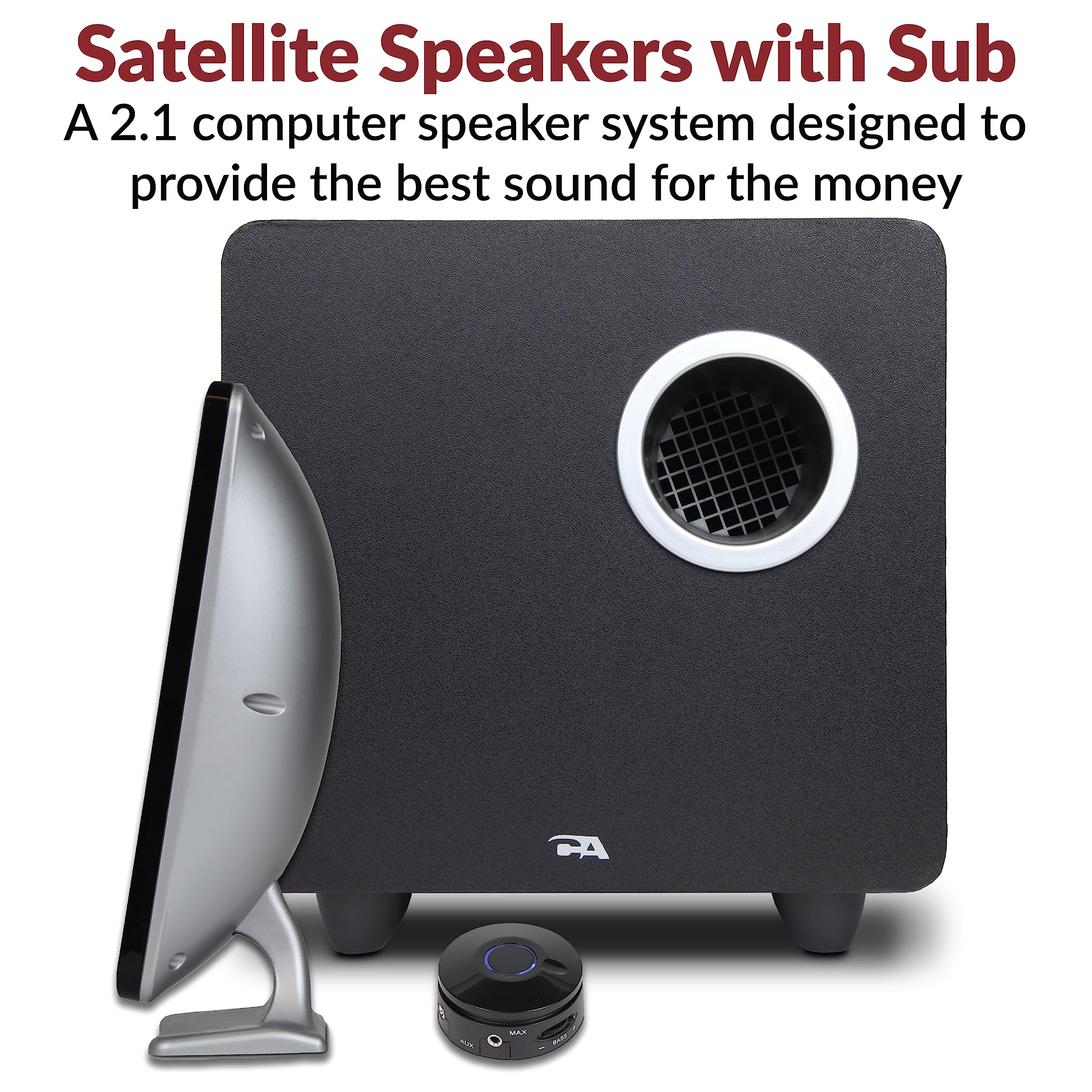 Cyber Acoustics Ca 3610 2.1 Multimedia Speaker System With Subwoofer, Perfect Computer Speakers For Pc Or Mac, Great For Music,