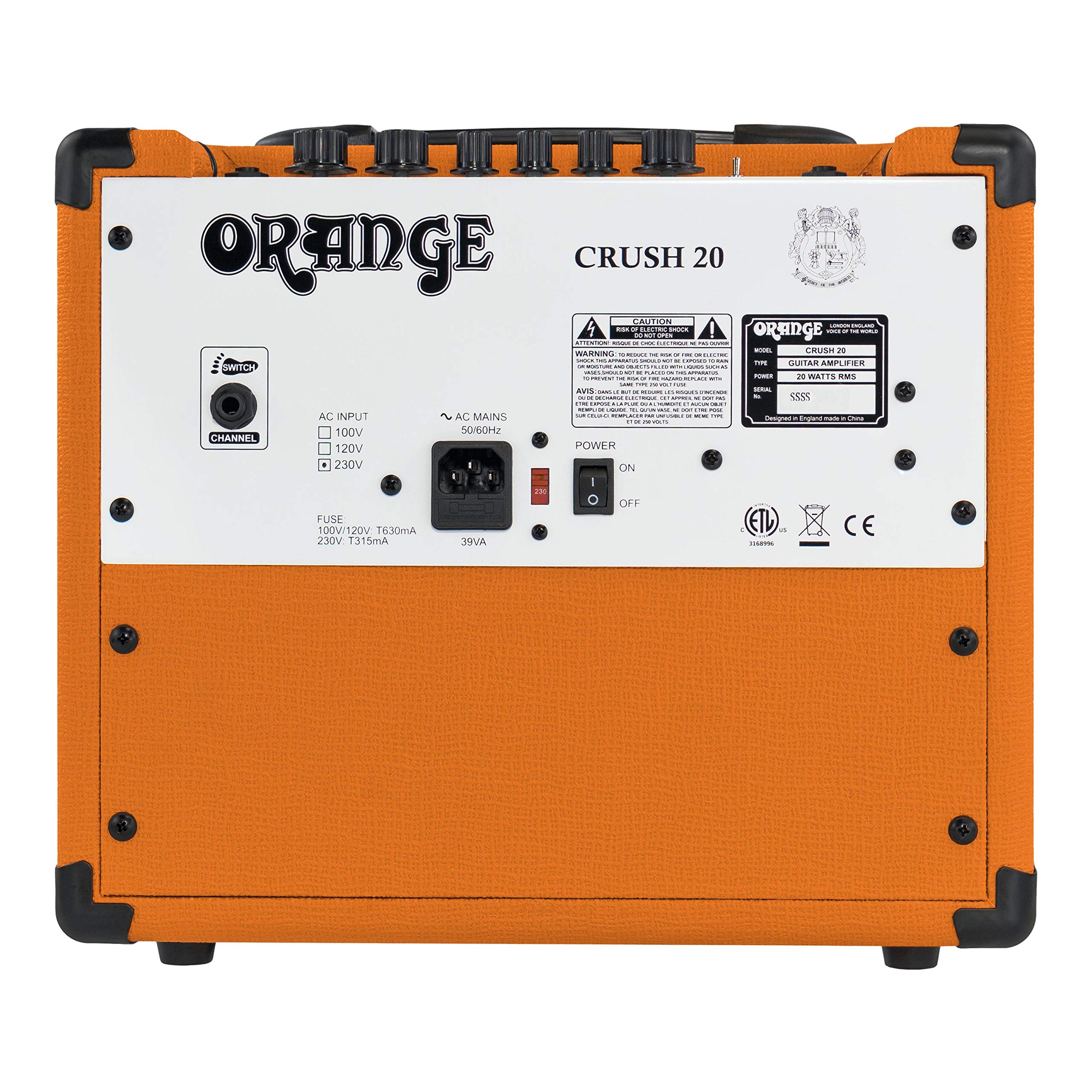 Orange Crush 20 Twin Channel 20W Guitar Amplifier, Orange