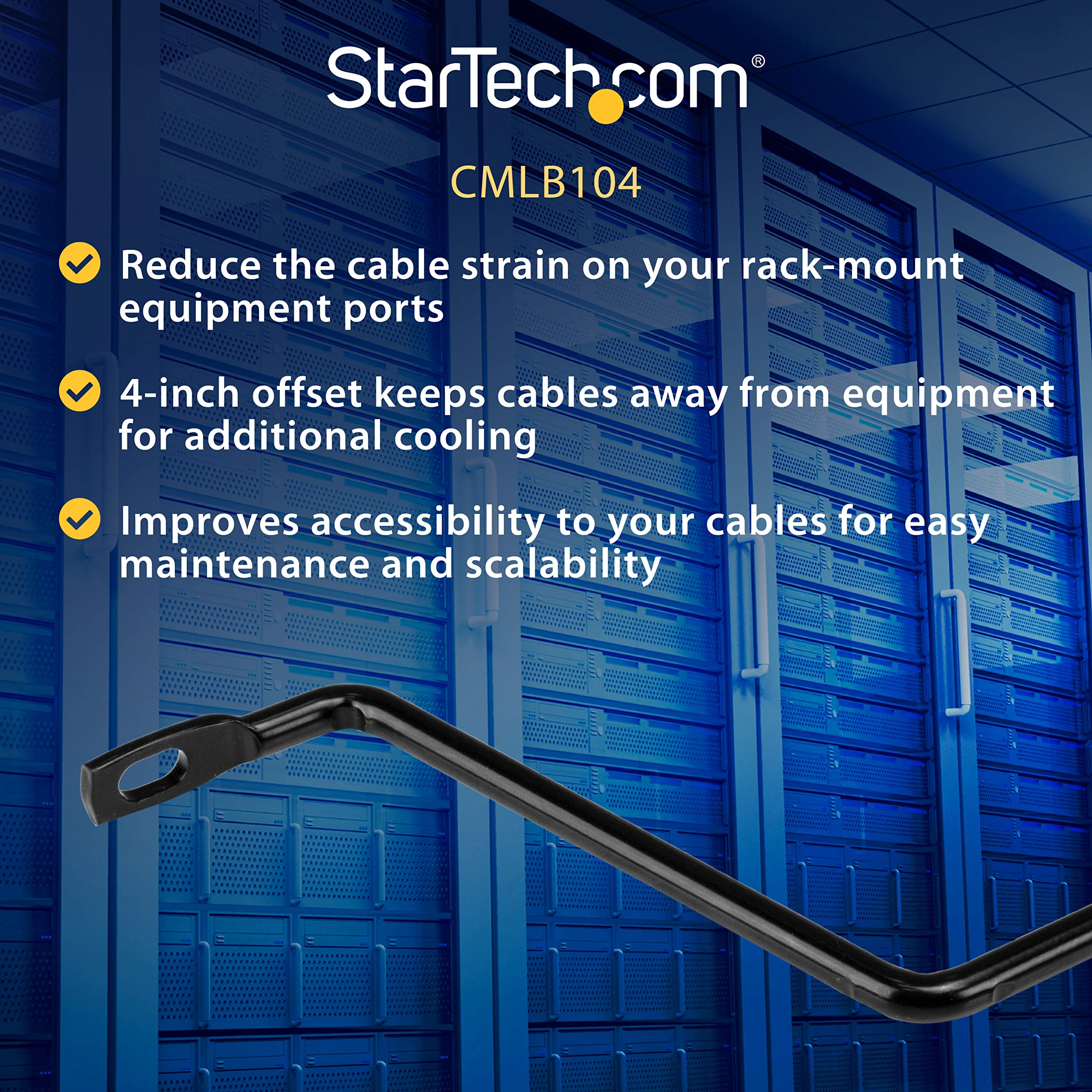 Startech.Com Horizontal Lacing Bar (10 Pack) W/ 4 Inch Offset At 75 Degrees- Server Rack Cable Management - 19 Network Rack-Moun