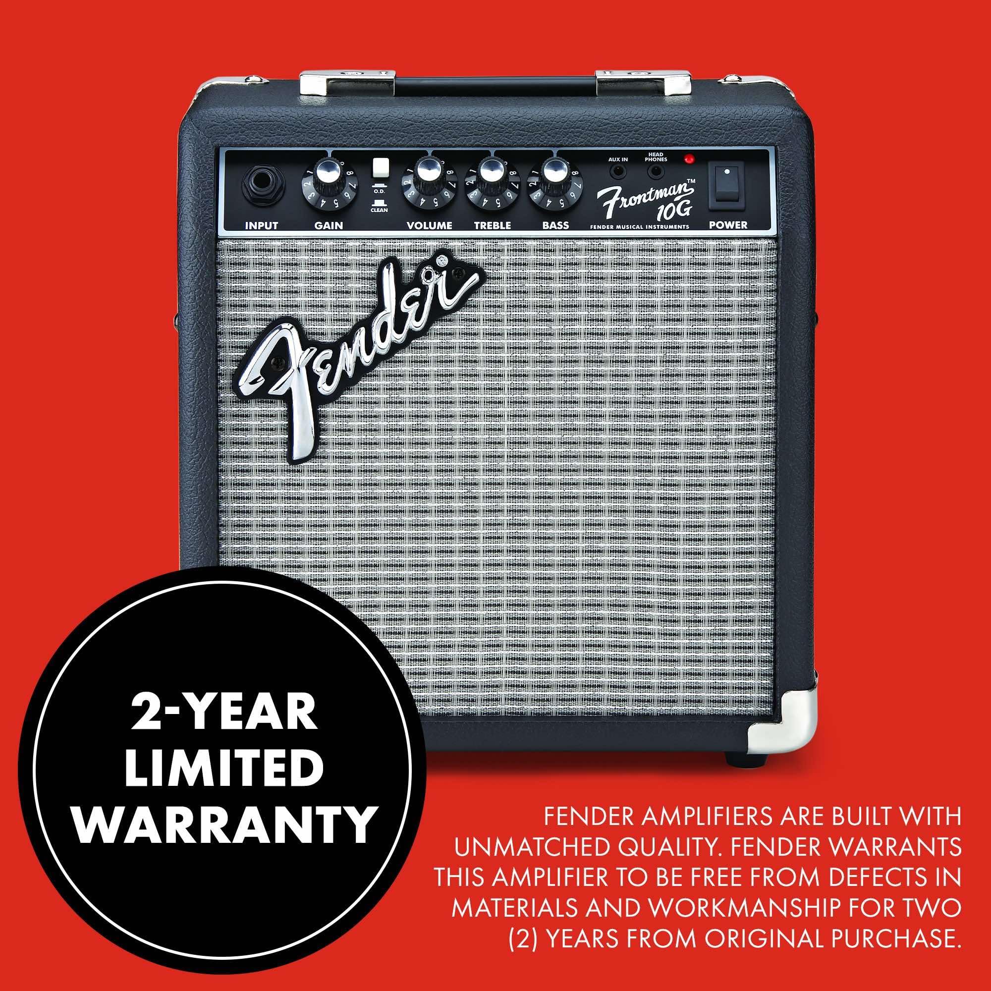 Fender Frontman 10G Guitar Amp, 10 Watts, With 2 Year Warranty, 6 Inch Fender Special Design Speaker, 5.75Dx10.25Wx11H Inches