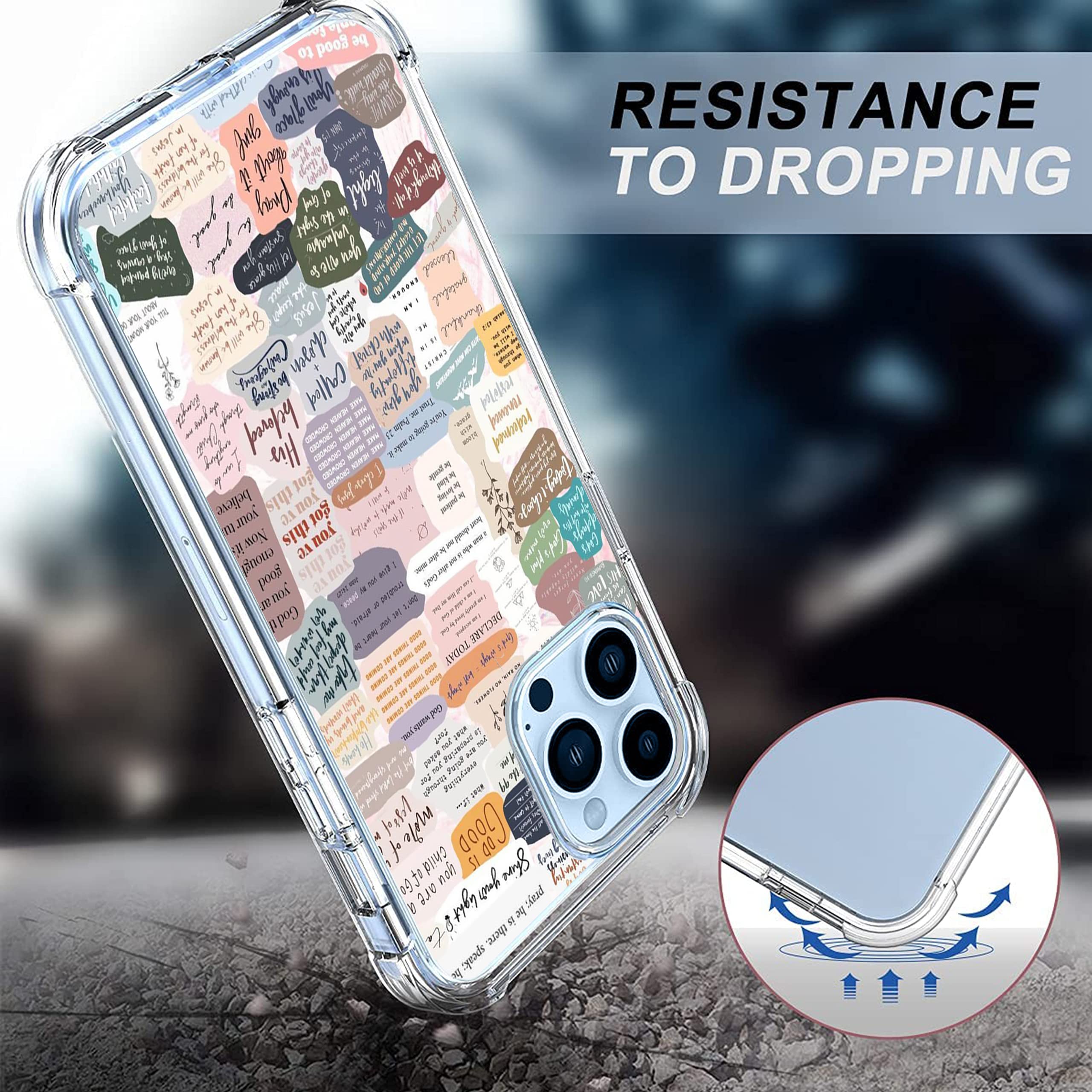 Vesidurt Bible Verses iPhone 13 Pro Case - Trendy TPU Protective Cover with Christian Jesus Quotes Collage Design