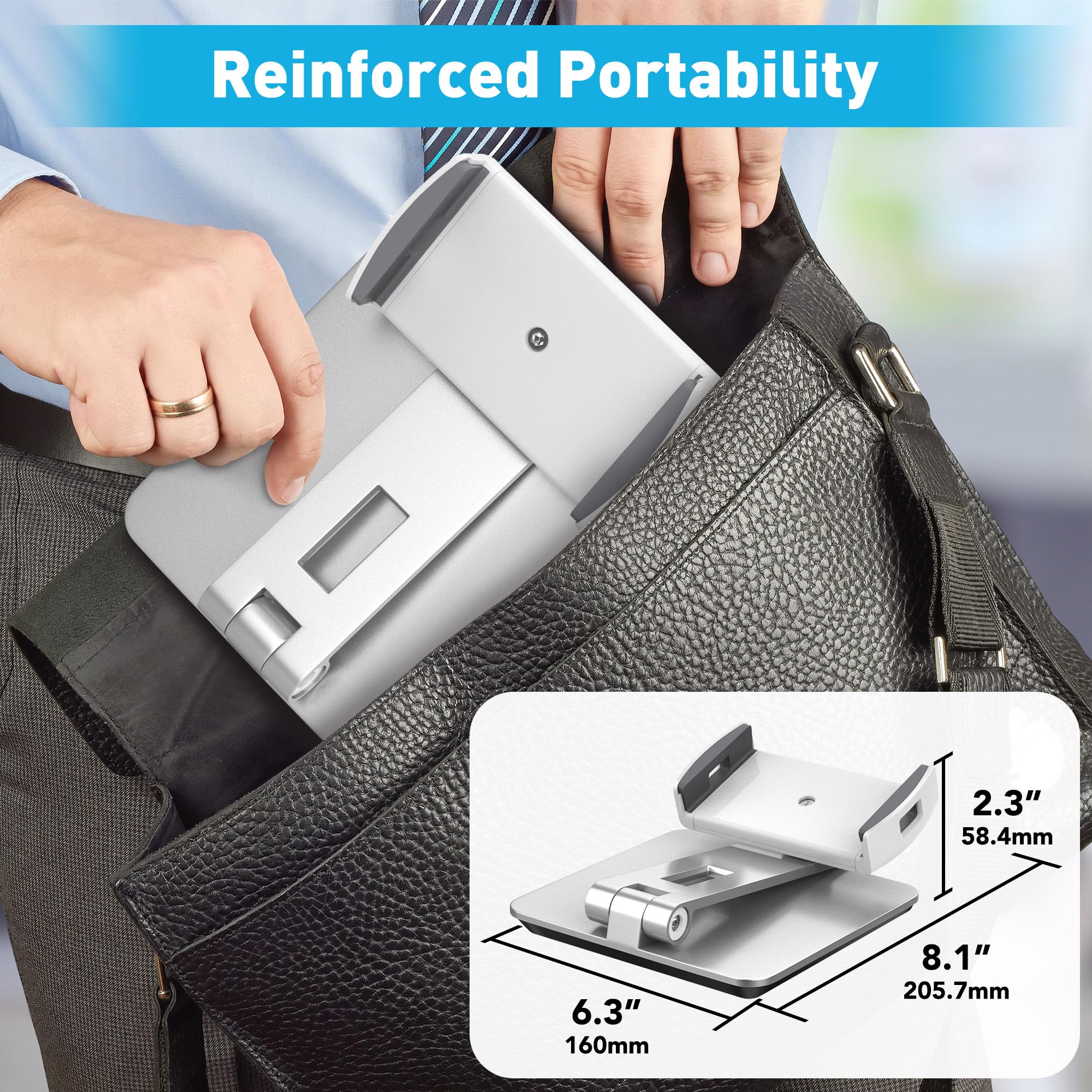 AboveTEK Business Kiosk Aluminum Tablet iPad Stand, 360� Swivel Tablet & Phone Holders for Any 4' 15.6' Display Tablets/Cell Phones/Portable Monitor, Sturdy for Store POS Office (Silver)