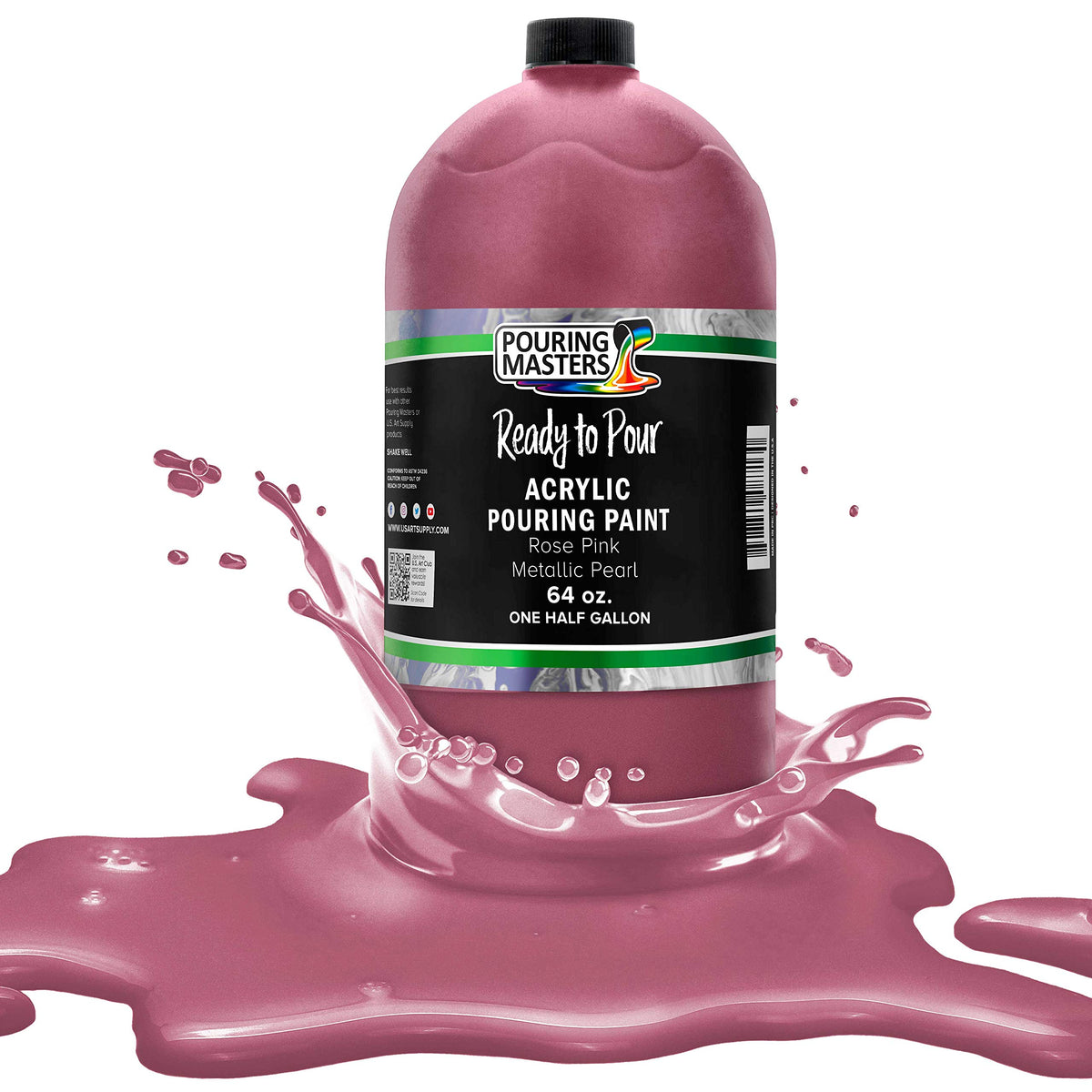 Pouring Masters Rose Pink Metallic Pearl Acrylic Ready To Pour Pouring Paint   Premium 64 Ounce Pre Mixed Water Based   For Canv