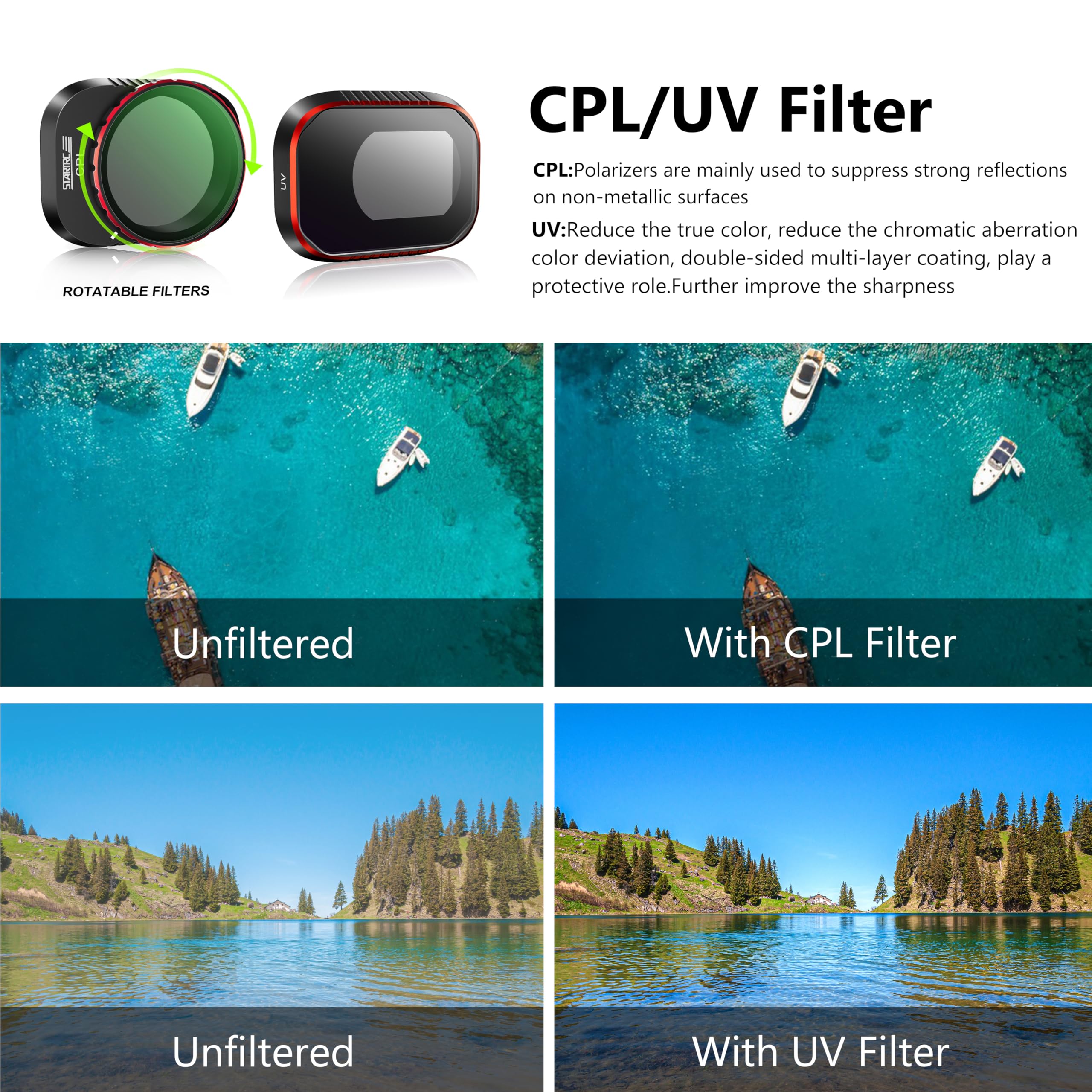 Startrc Mini 4 Pro Filters, 6 Pack Uv Cpl Nd8 Nd16 Nd32 Nd64 Filter Compatible With Dji Mini 4 Pro Drone, Polarizer And Neutral