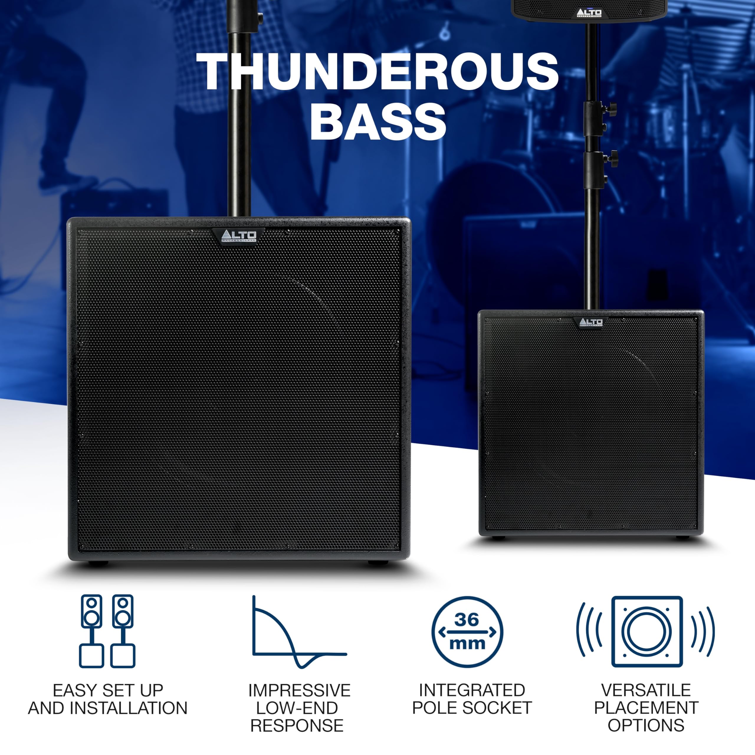 Alto Tx18S - 900W 18-Inch Subwoofer, Dsp-Enhanced Powered Pa Speaker With 3-Inch Voice Coil, Superior Bass, Easy Setup