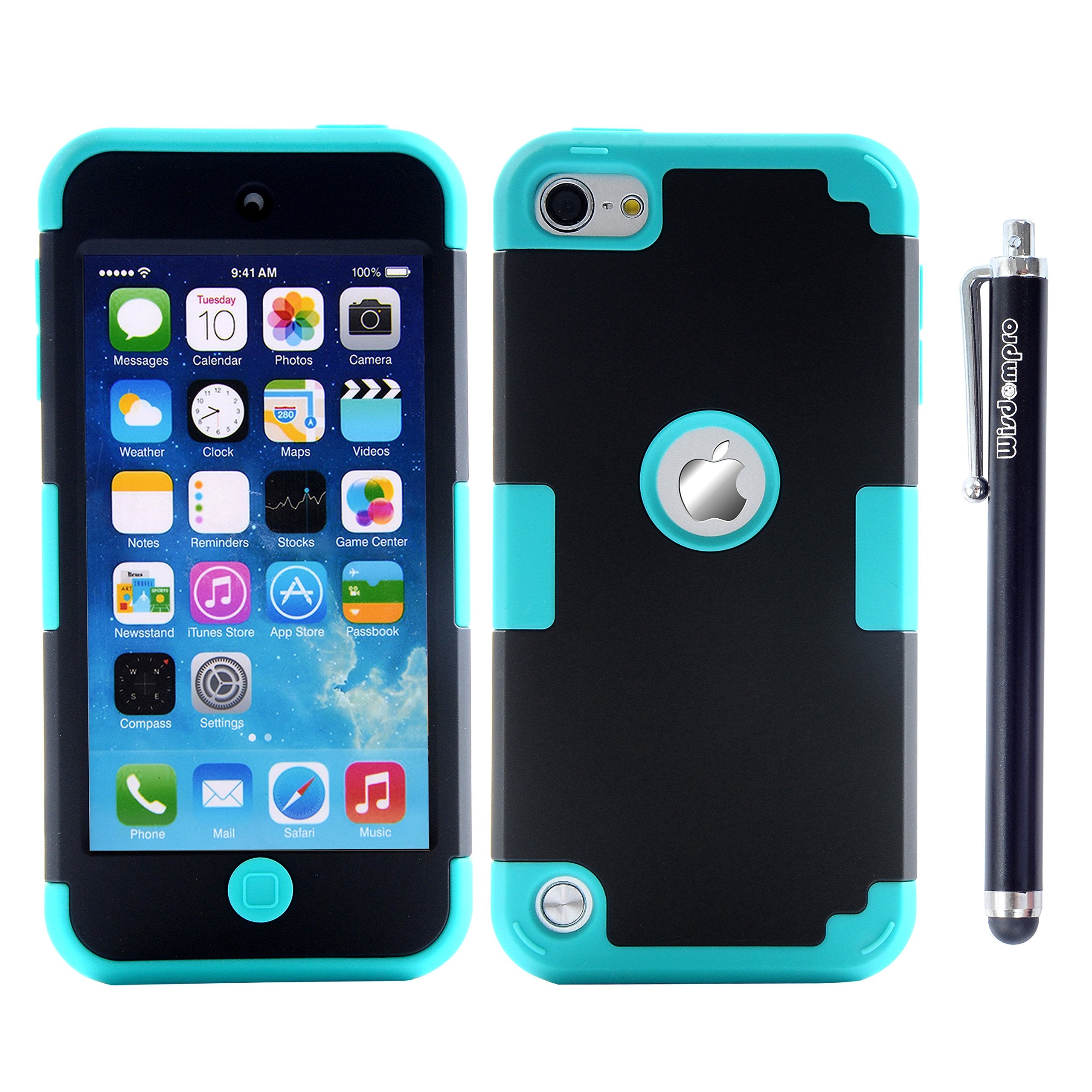 Wisdompro Case For Ipod Touch 7, For Ipod Touch 6, For Ipod Touch 5, 3 In 1 Hybrid Soft Silicone And Hard Pc Protective Case Cov