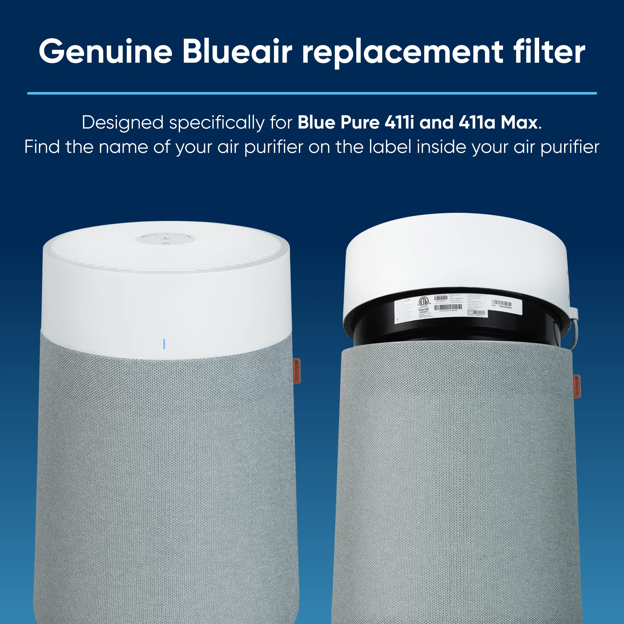 Blueair Blue Pure 411I Max And 411A Max Genuine Replacement Filter, Blue Pure F4Max, Fits Blue Pure 411I Max And 411A Max Air Pu