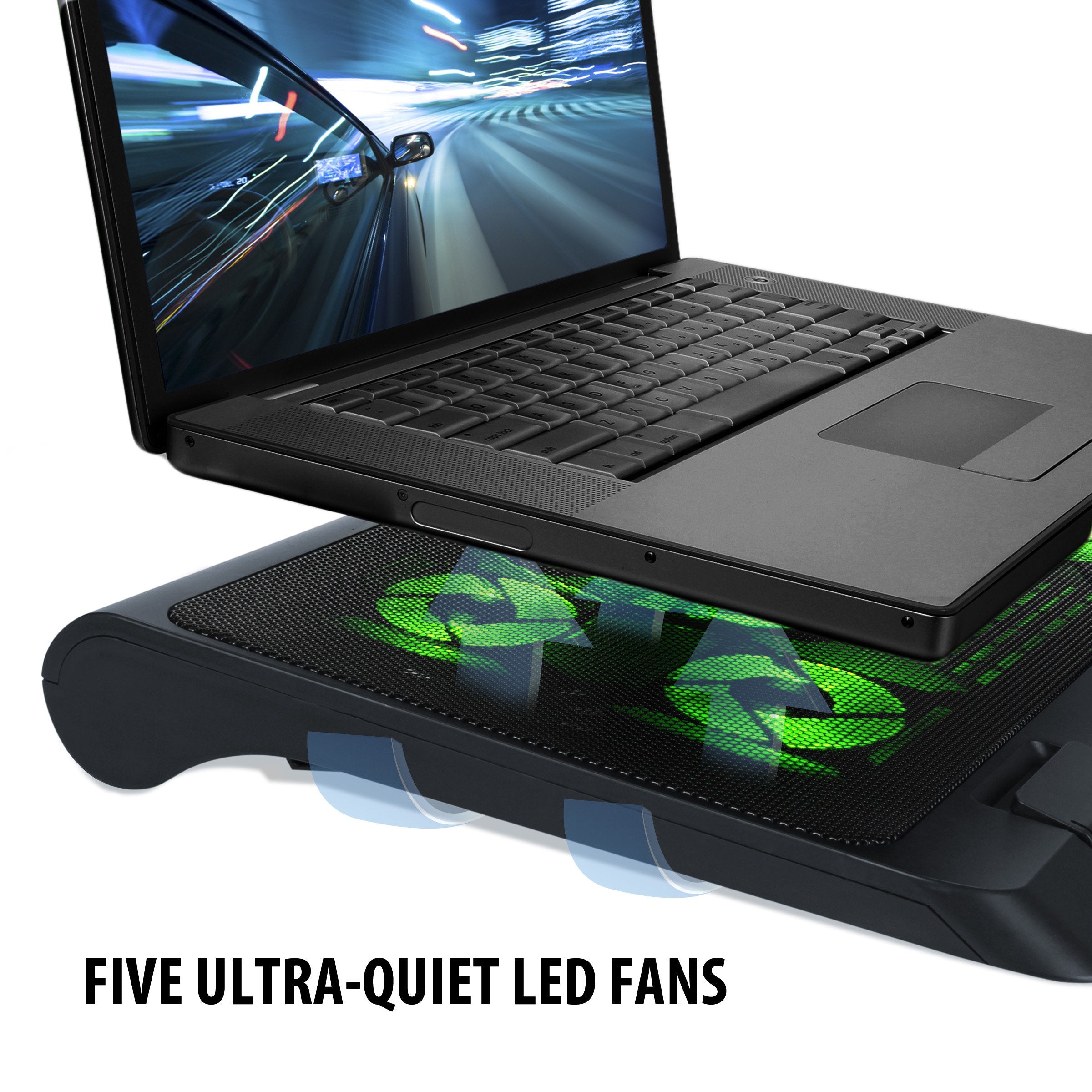 Enhance Gaming Laptop Cooling Pad Stand With Led Cooler Fans, Adjustable Height, & Dual Usb Port For 17 Inch Laptops   5 Ultra Q