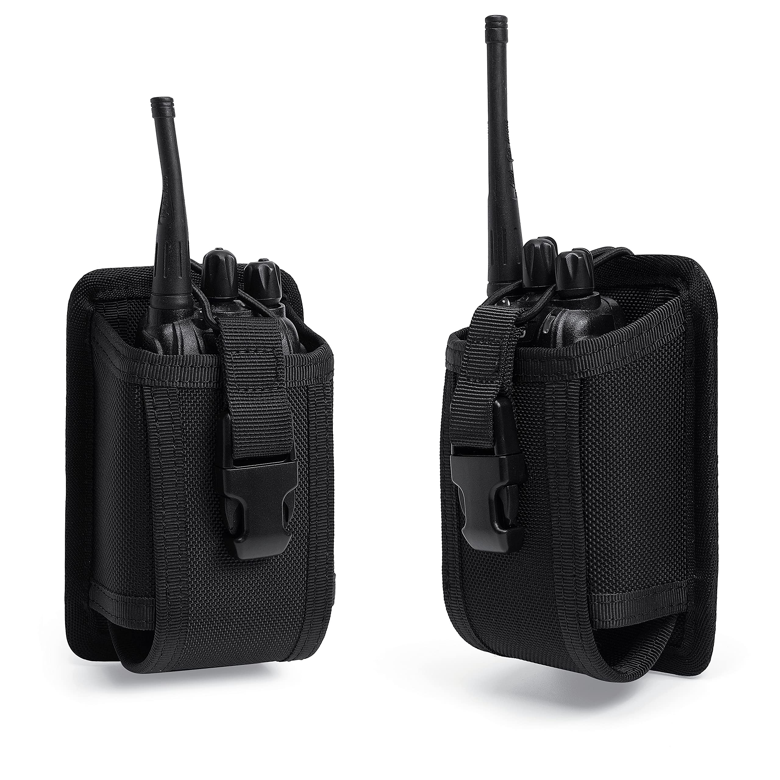 Tacnex Universal Radio Holster Tactical Radio Holder Elastic Walkie Talkies Pouch Two Ways Radio Nylon Case W/Molle Strap Duty B