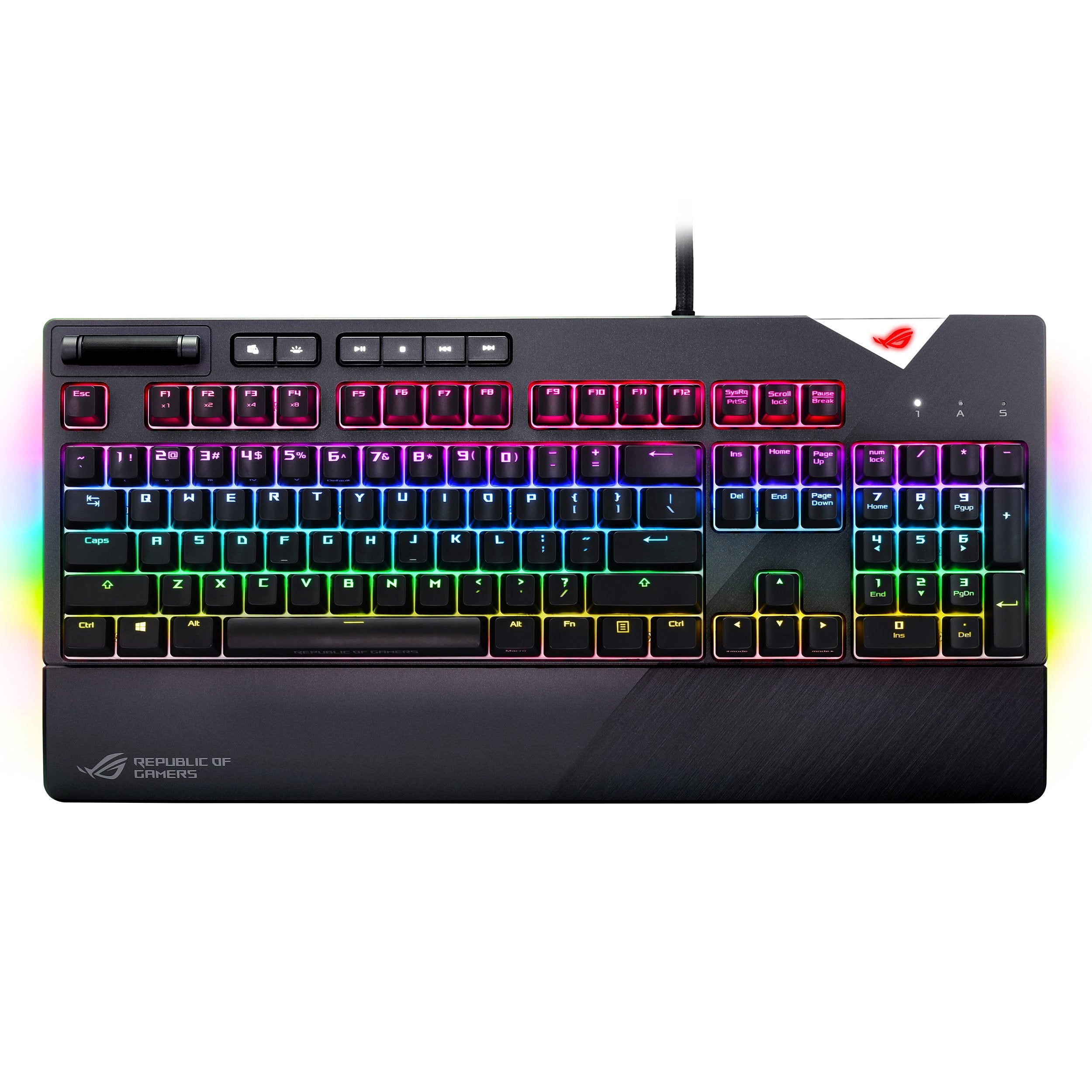 ASUS ROG Strix Flare (Cherry MX Red) Aura Sync RGB Mechanical Gaming Keyboard with Switches, Customizable Badge, USB Pass Throug